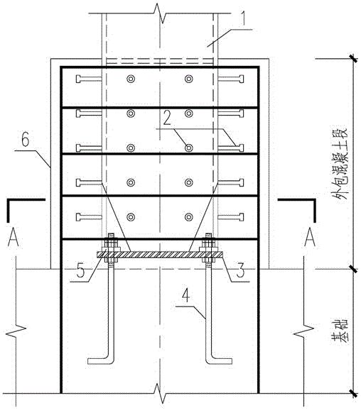 外包式方钢管柱脚预埋螺栓的改进结构