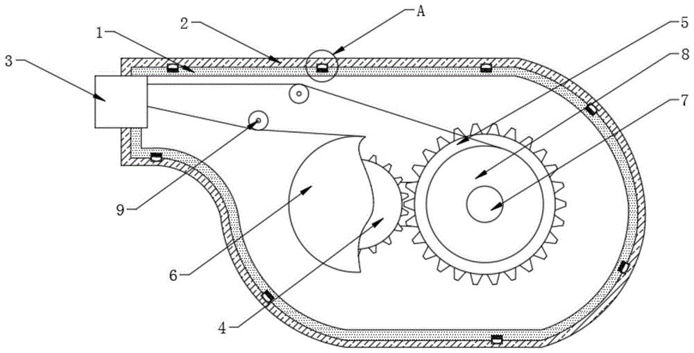 修正带,所述收带齿轮和放带齿轮的前侧壁上固定设置有收带辊和放带辊