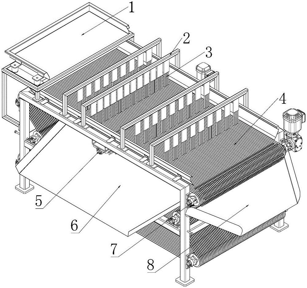本发明公开了一种烟梗筛分设备,包括:筛选装置,用于