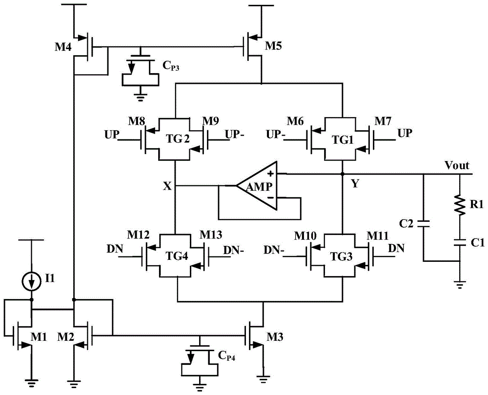 帶運算放大器的差分電荷泵電路