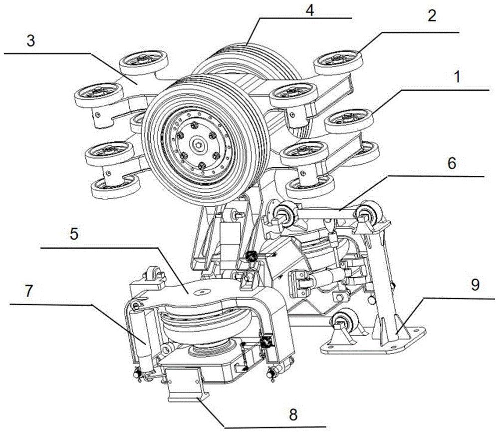 cn110509945a_永磁直驱电机驱动的悬挂式单轨车辆单轴转向架在审