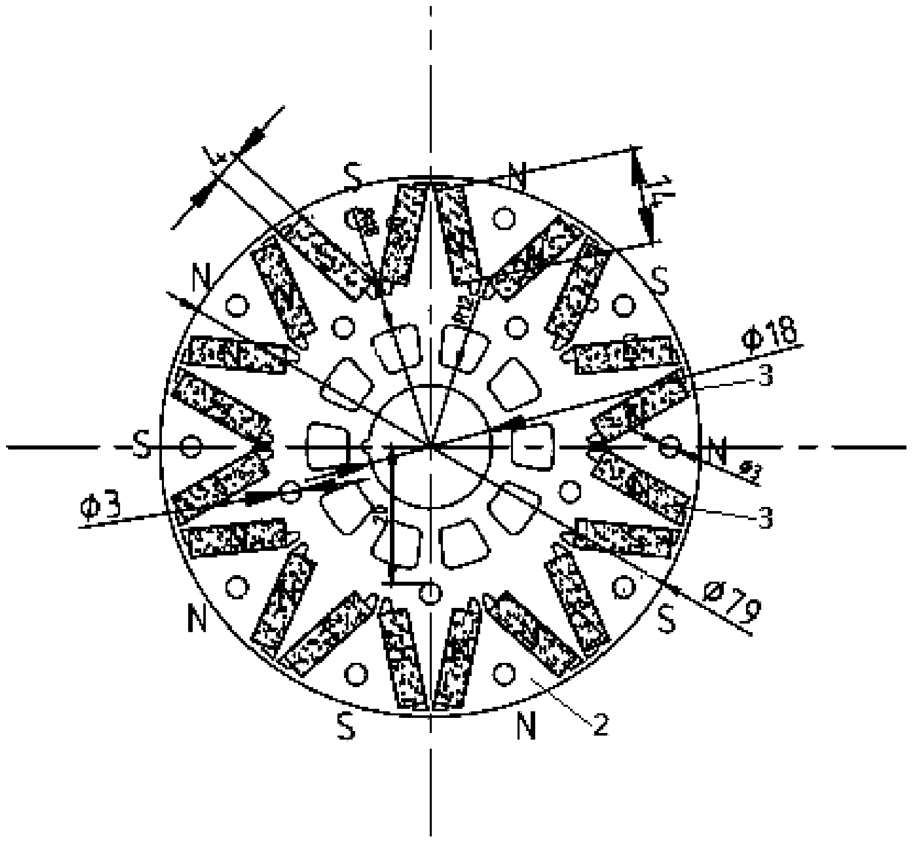 功率永磁同步电机,包括具有十二个齿槽的定子和具有十个转子极的转子