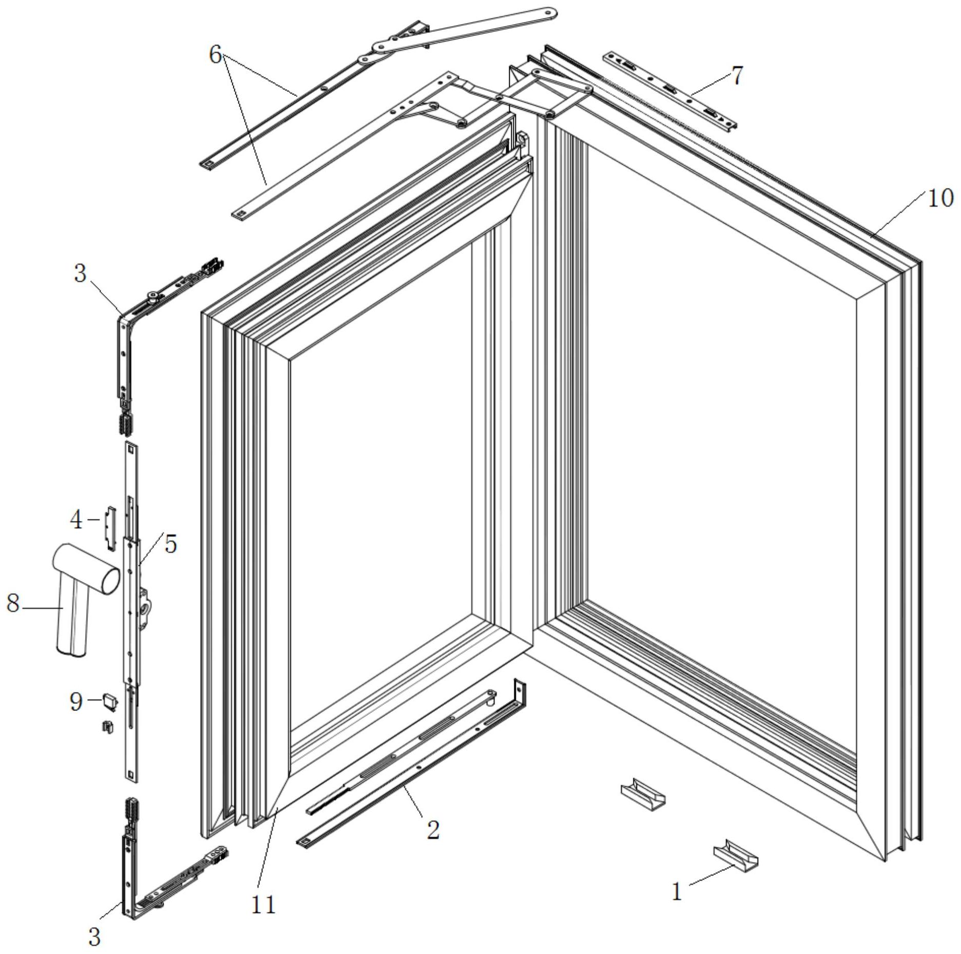 一种手自一体开启锁紧开启角度自动控制的断桥铝门窗