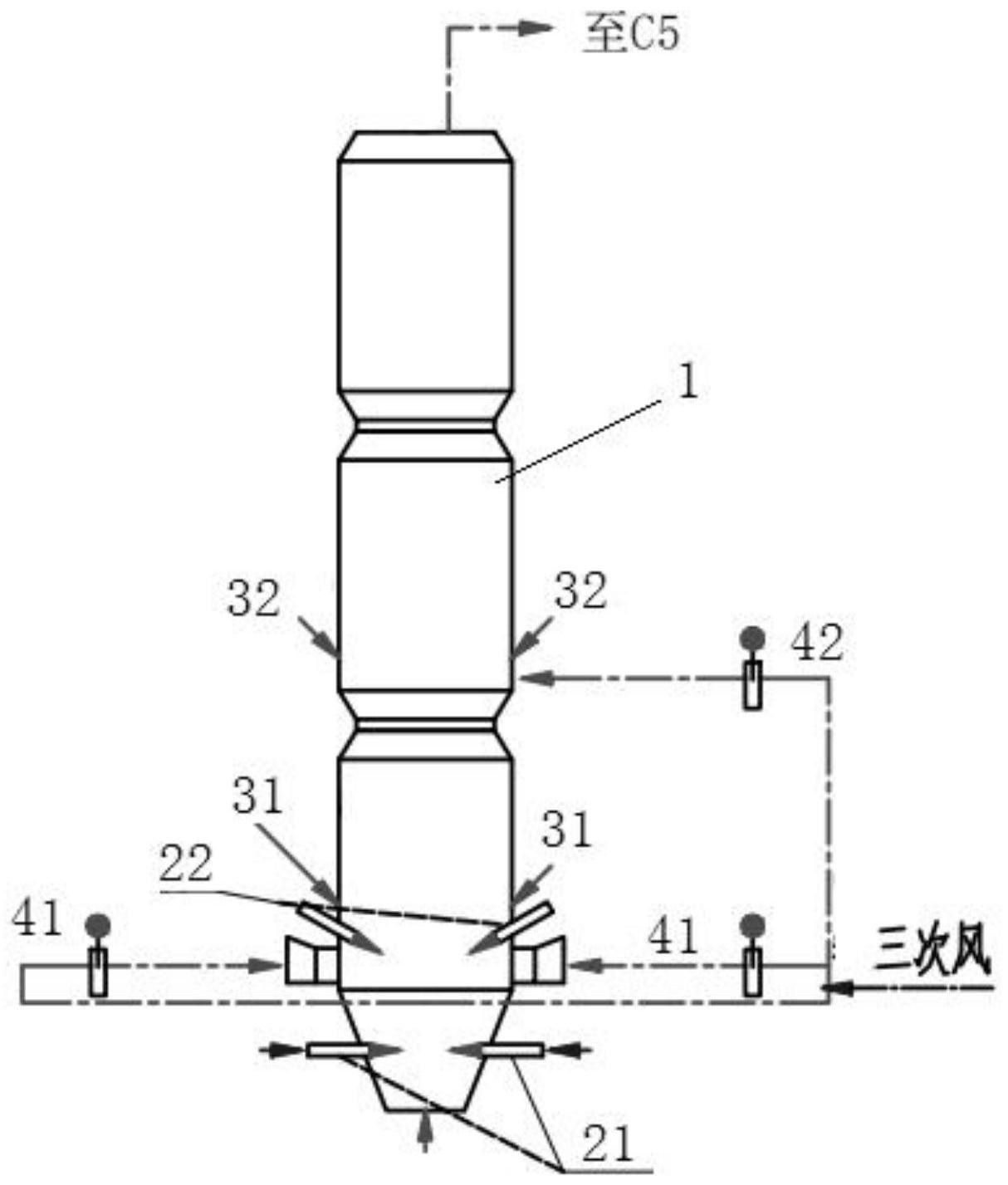 一种降低水泥分解炉氮氧化物的分解炉及方法