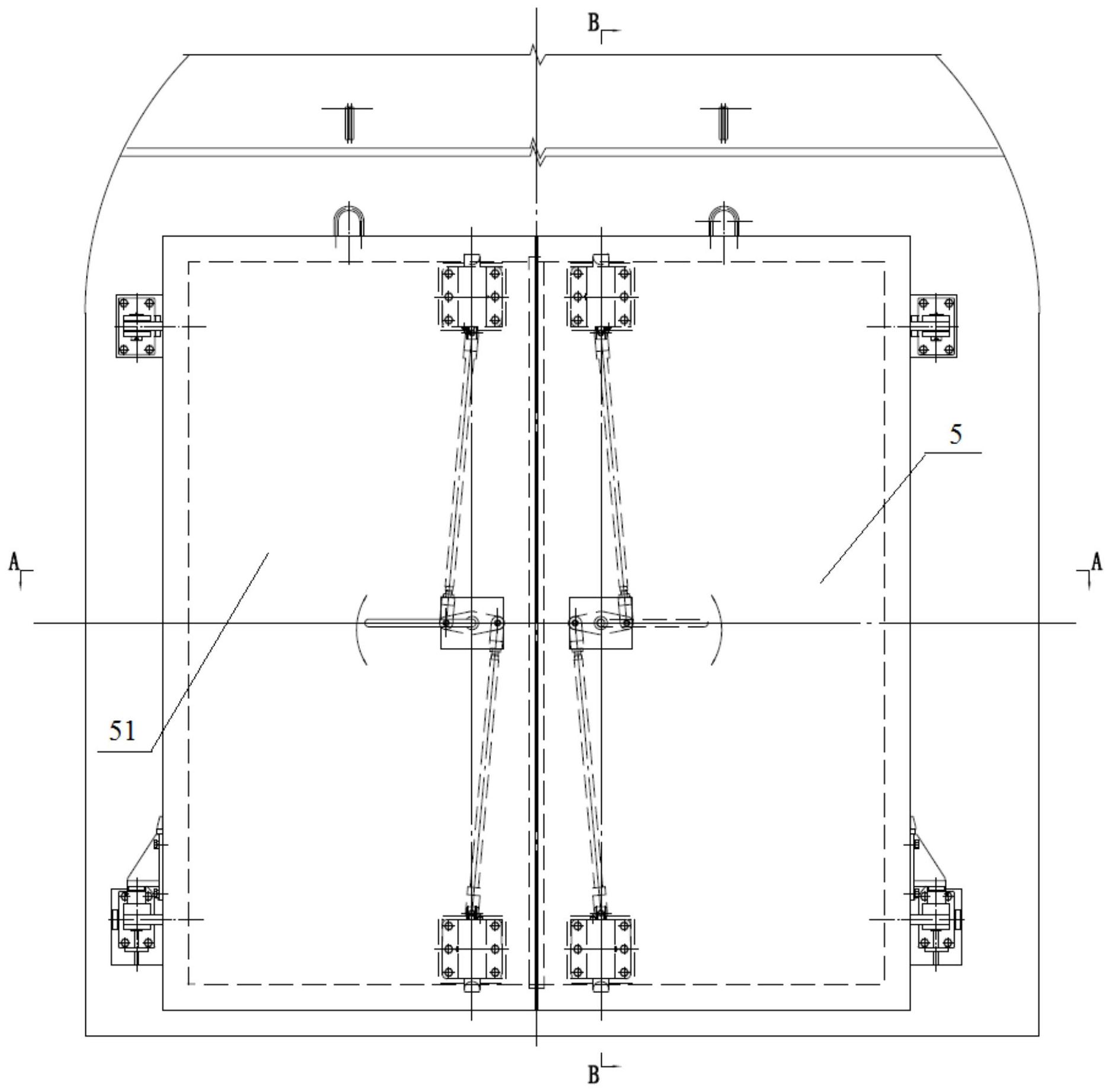 一种高速铁路及地铁隧道双扇混凝土结构防火防护密闭门