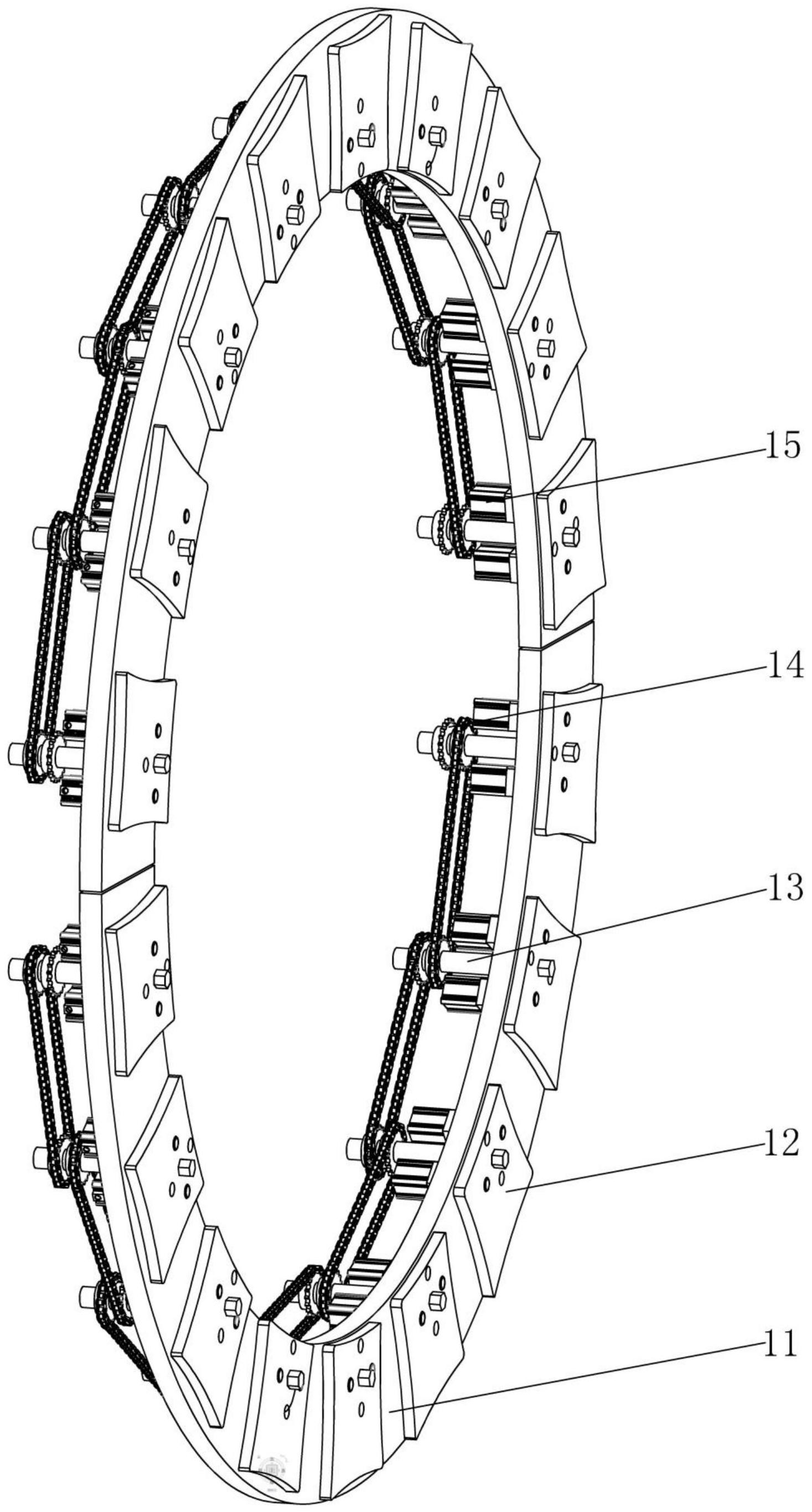cn111804757a_一种新型筒体旋转变径的校圆装置