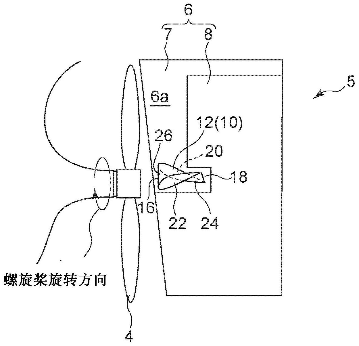 至少一方的侧面,所述拱曲反转鳍具有在前缘与后缘之间沿着翼展方向分