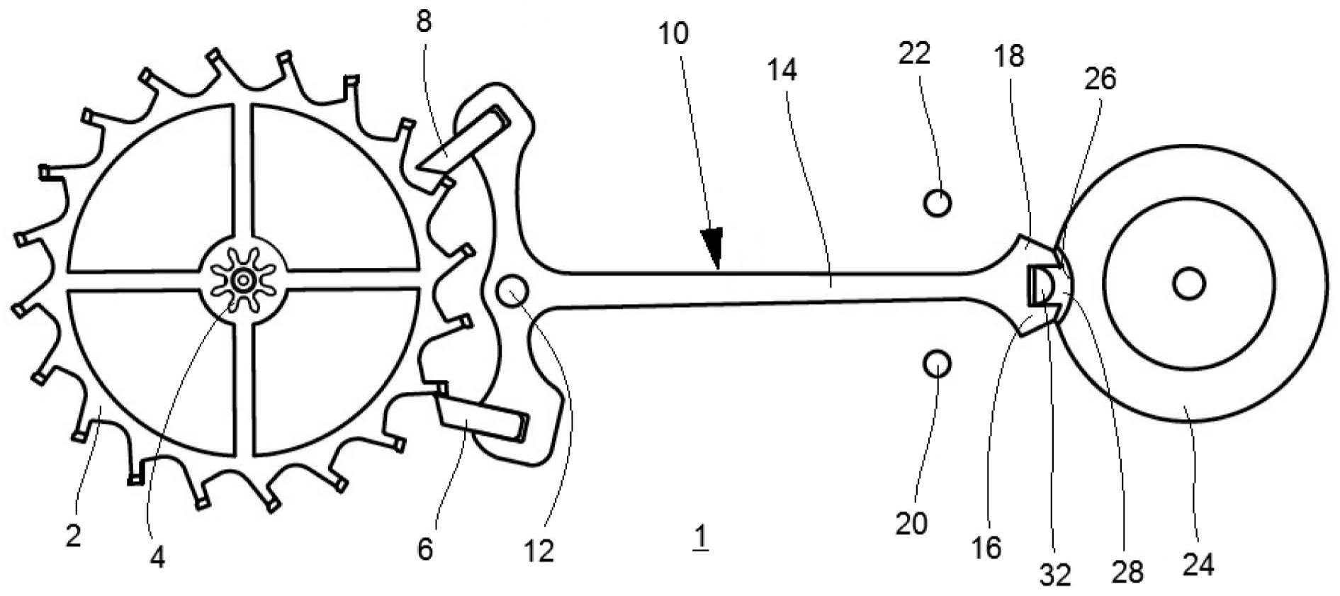 用于钟表机芯的杠杆式擒纵机构组件