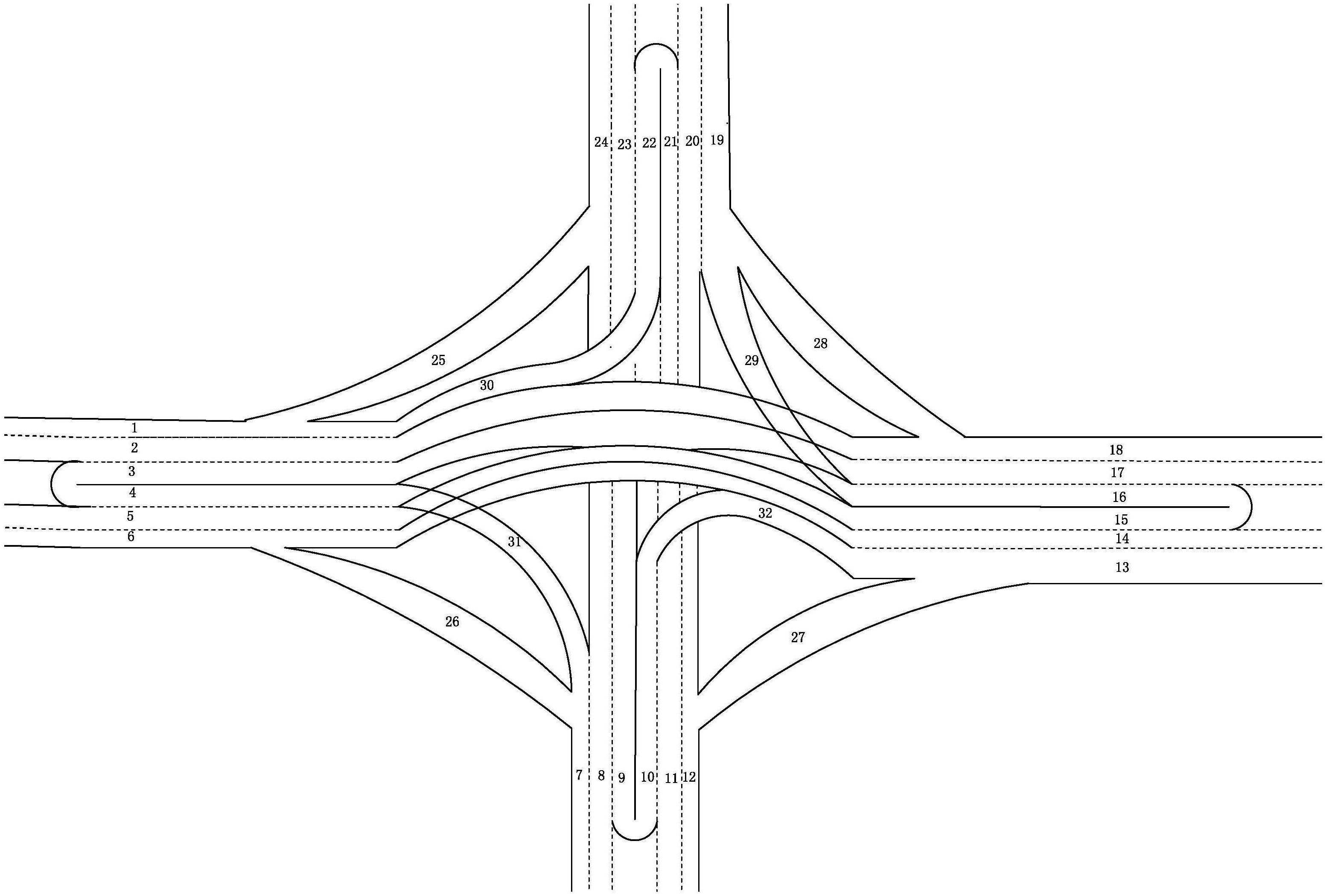 人字式少变道全通十字路口