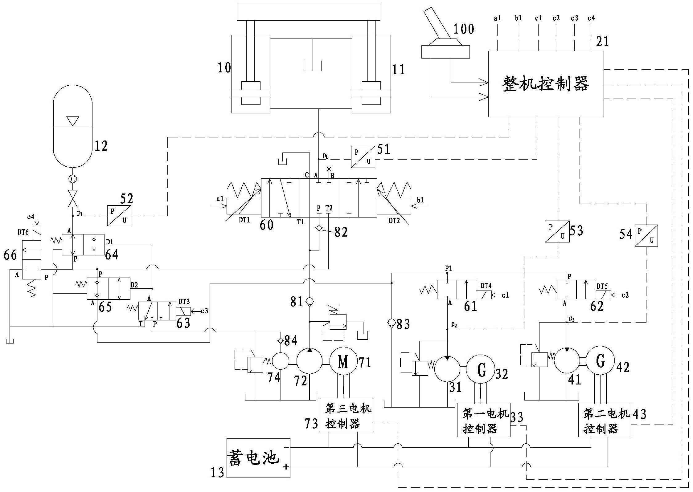 基於多液壓馬達蓄能器組合電動叉車的能量回收系統