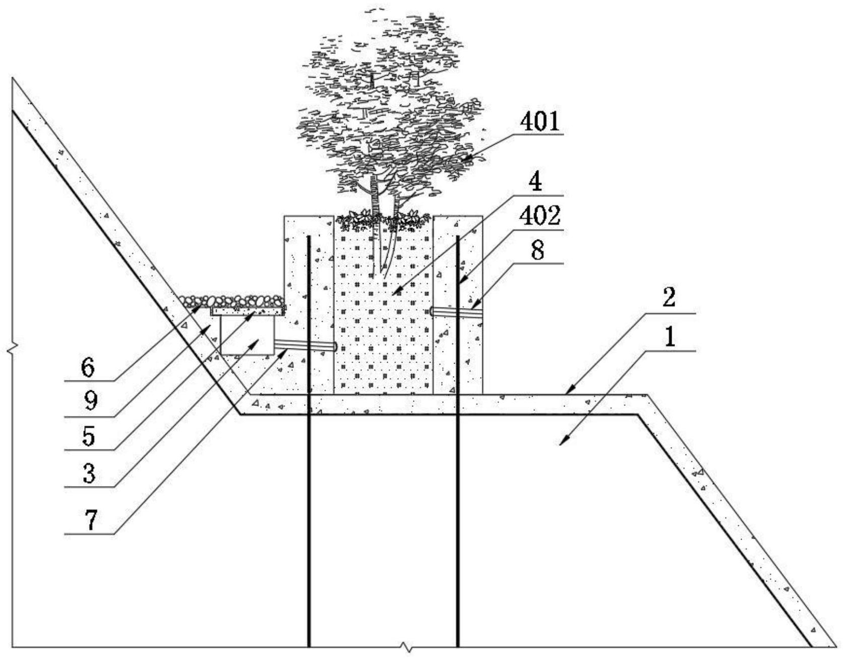 一种兼具排水和景观绿化灌溉的边坡马道及其施工方法