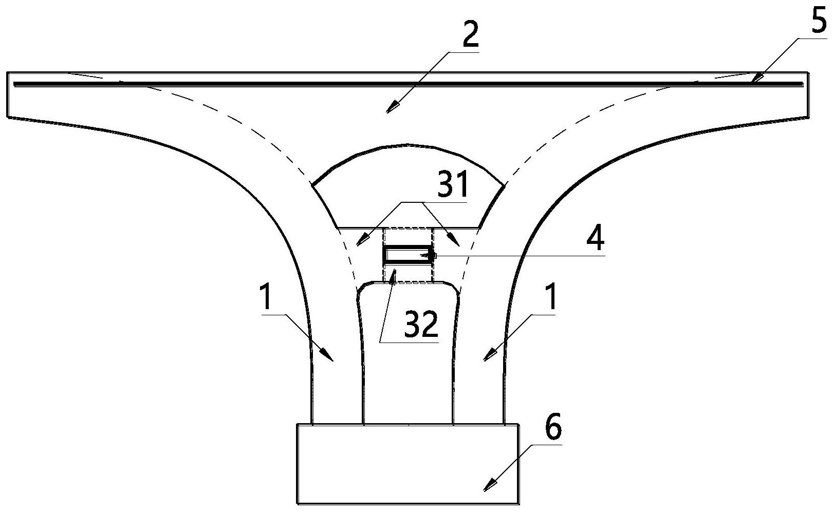 一种储力式的反顶双肢竖拱大悬臂桥墩结构及施工工艺