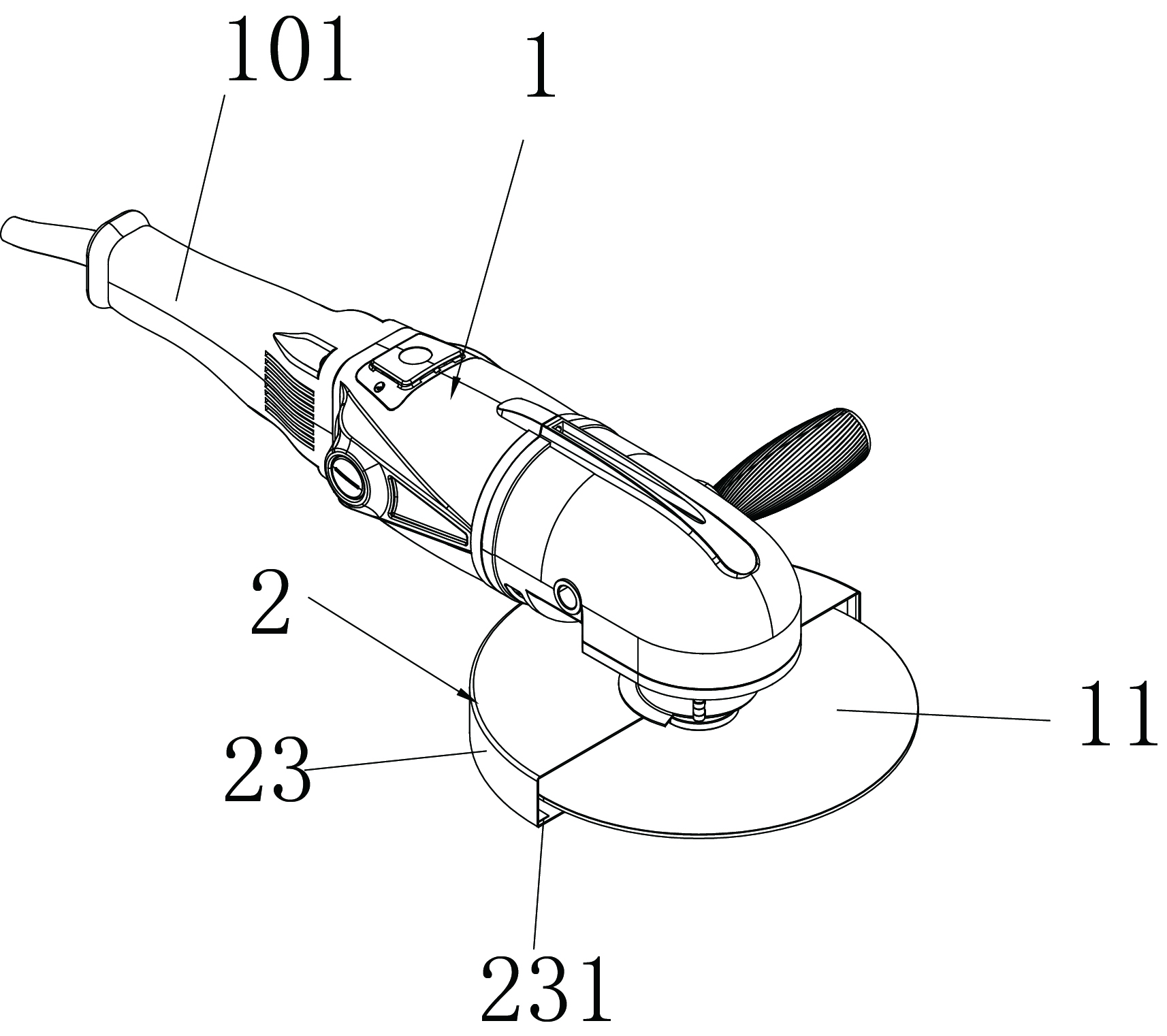 cn112388469a_具有安全防护结构的角磨机