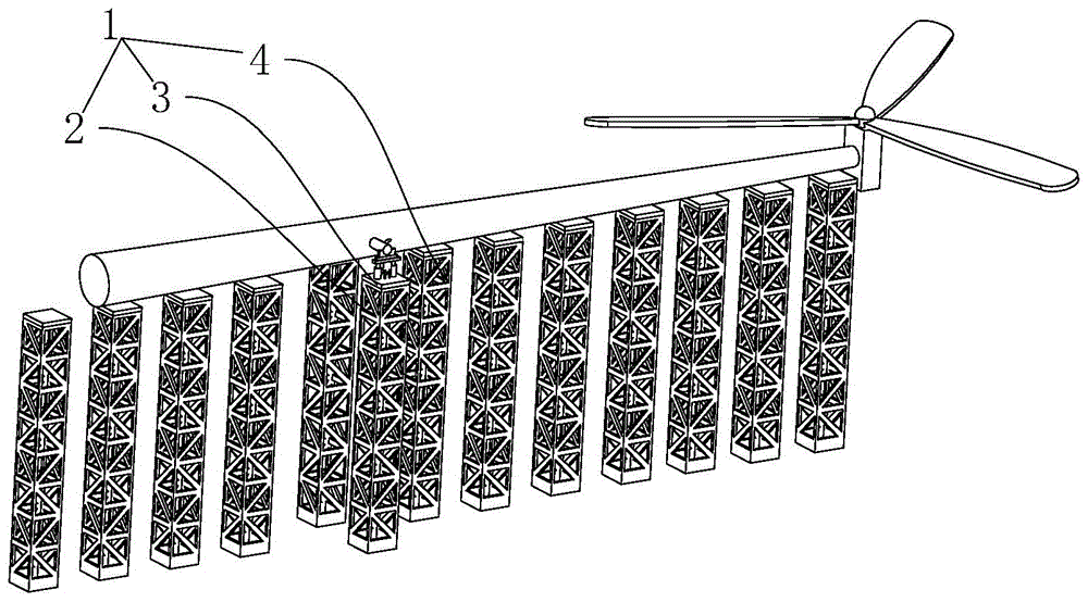 包括第一钢结构柱,第二钢结构柱,第三钢结构柱和第四钢结构柱,发电塔