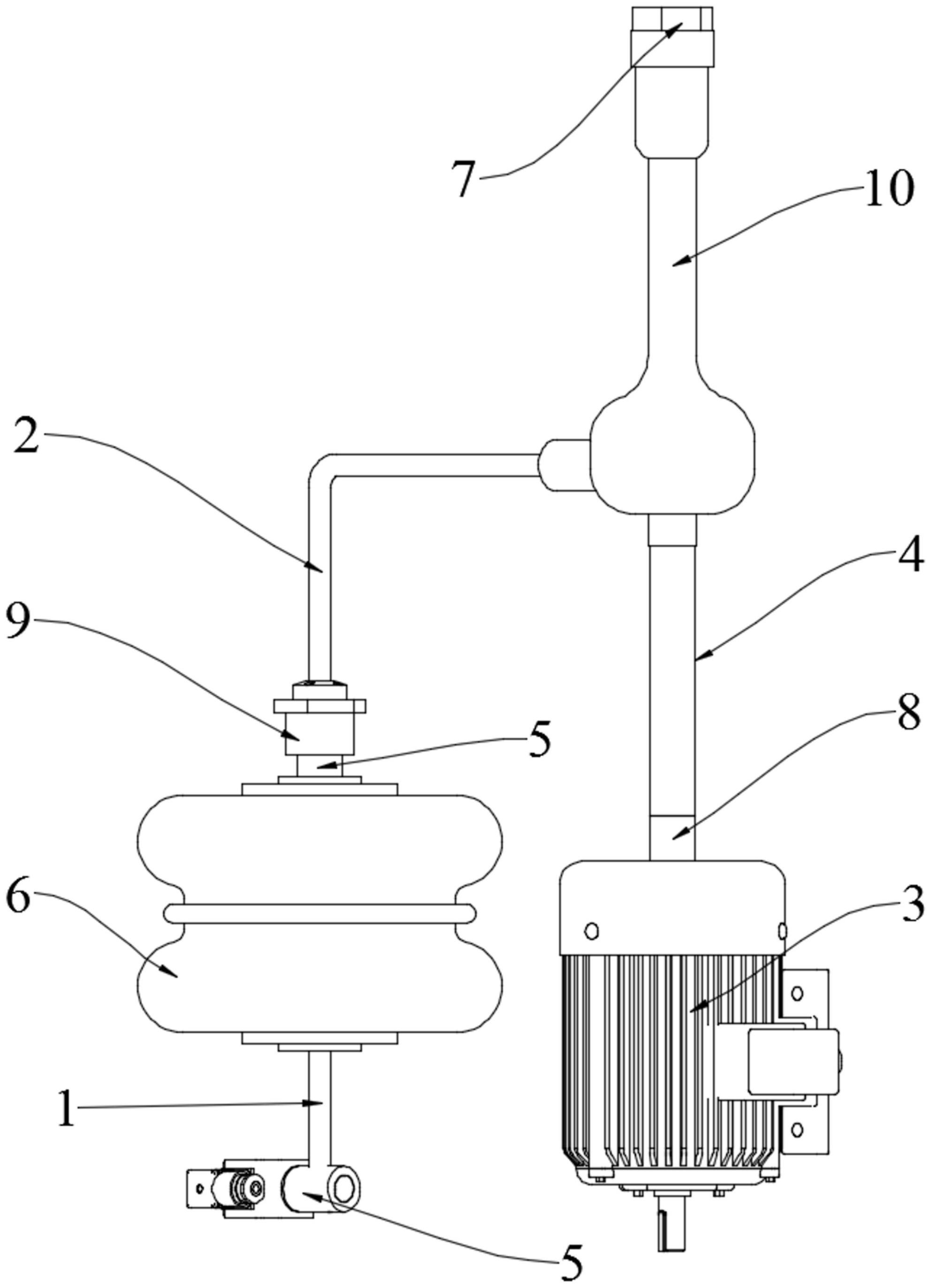 包括可压缩气囊和用于制冷的涡流管,可压缩气囊上设有带单向阀的