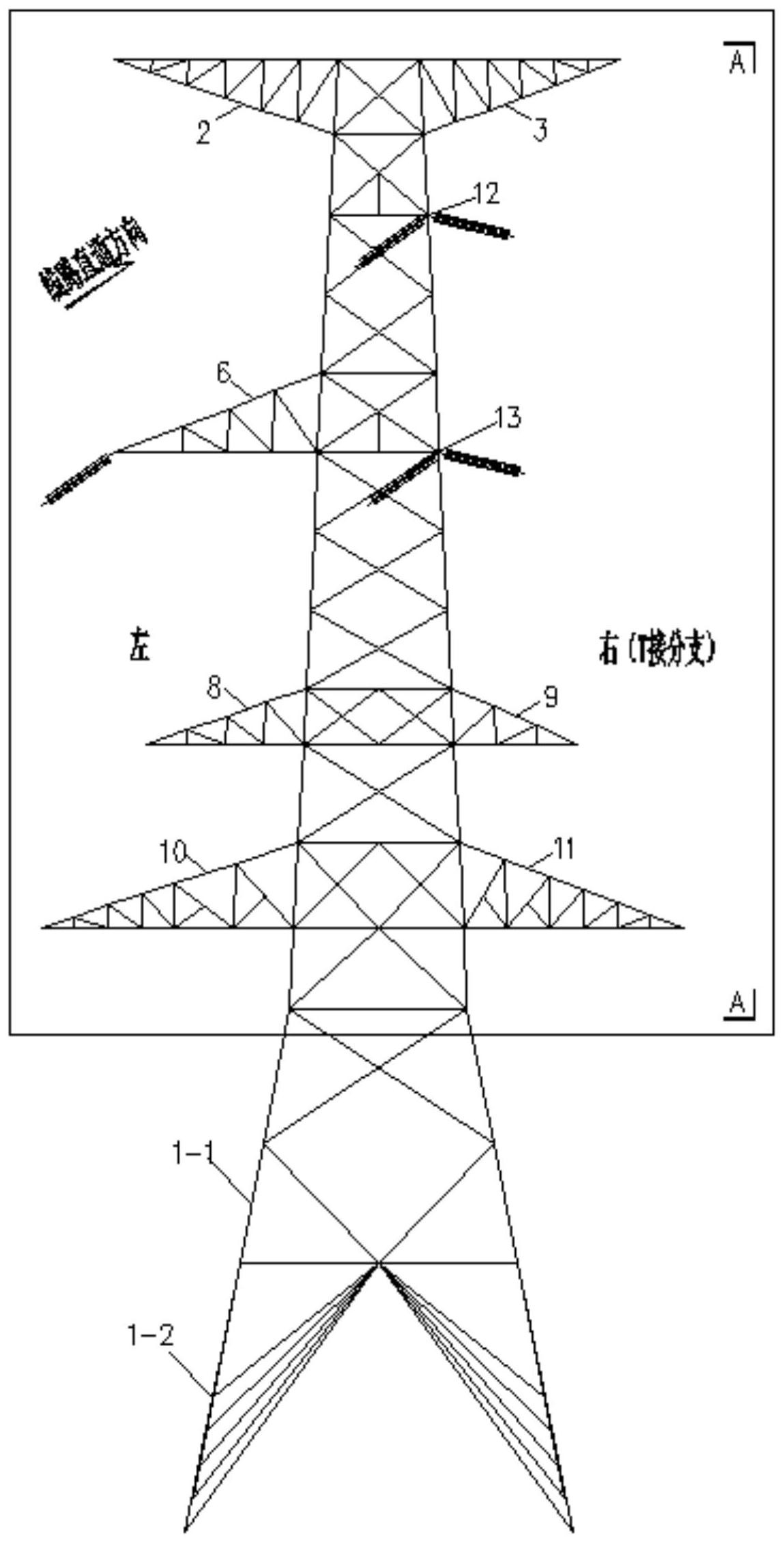 一种500kv220kv三回路混压t接分支终端塔
