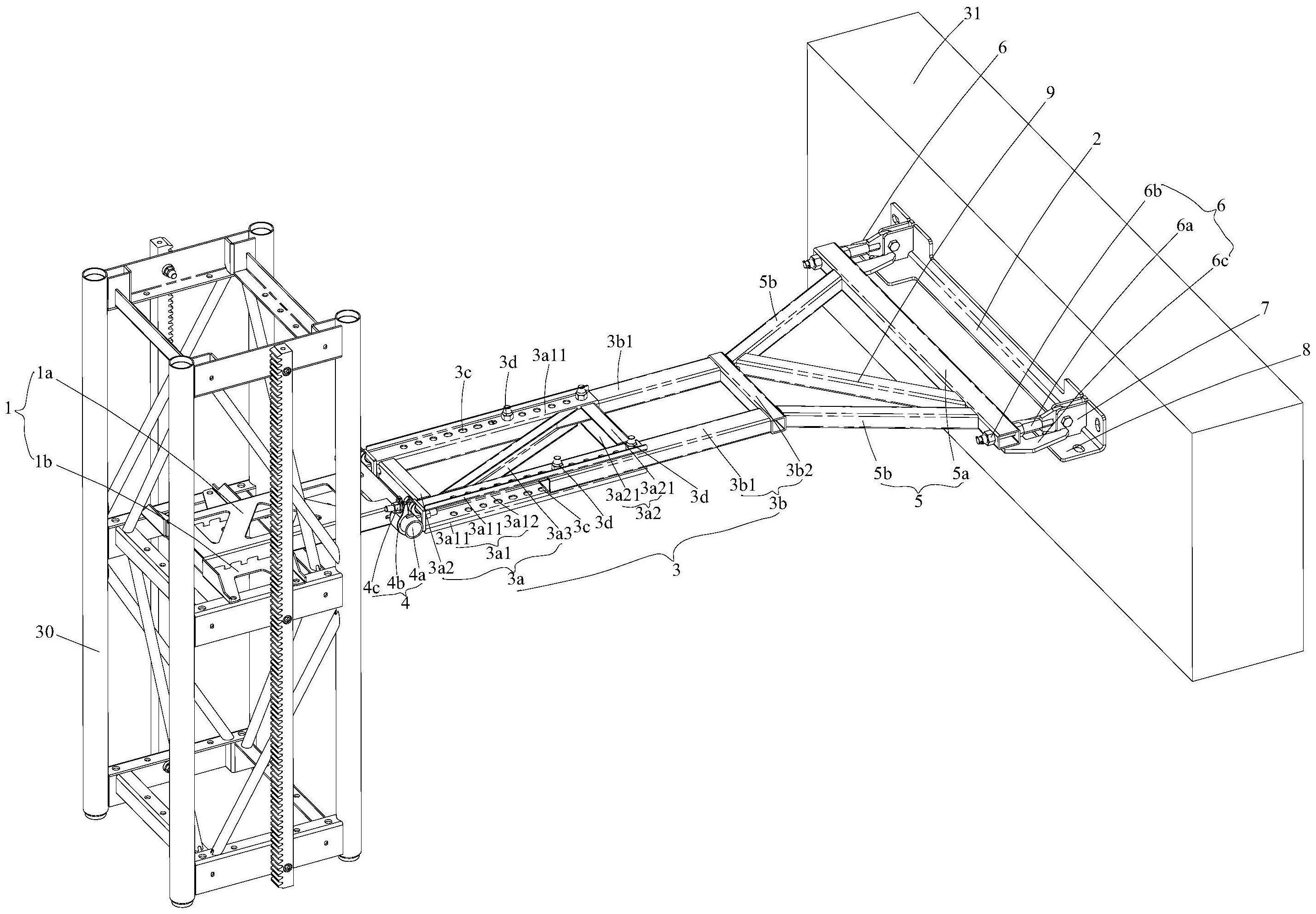 cn112794179a_一種用於施工升降機的長度可調式附牆架