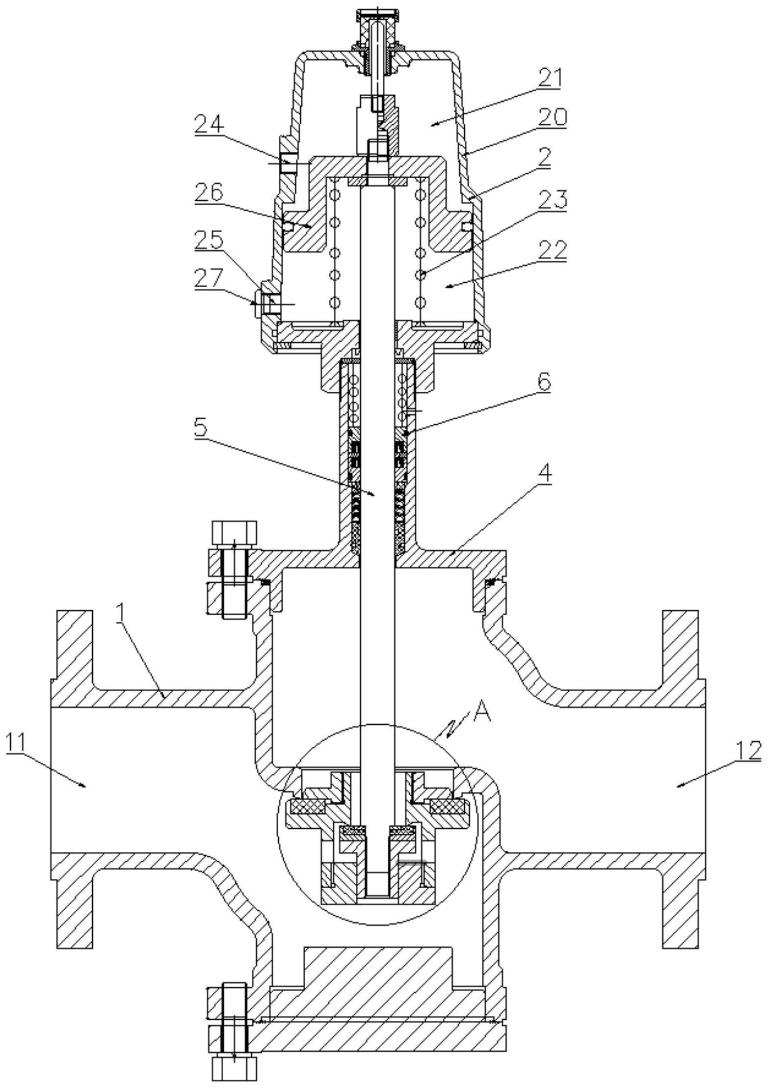 一种可避免密封部受大载荷力的先导式角座阀