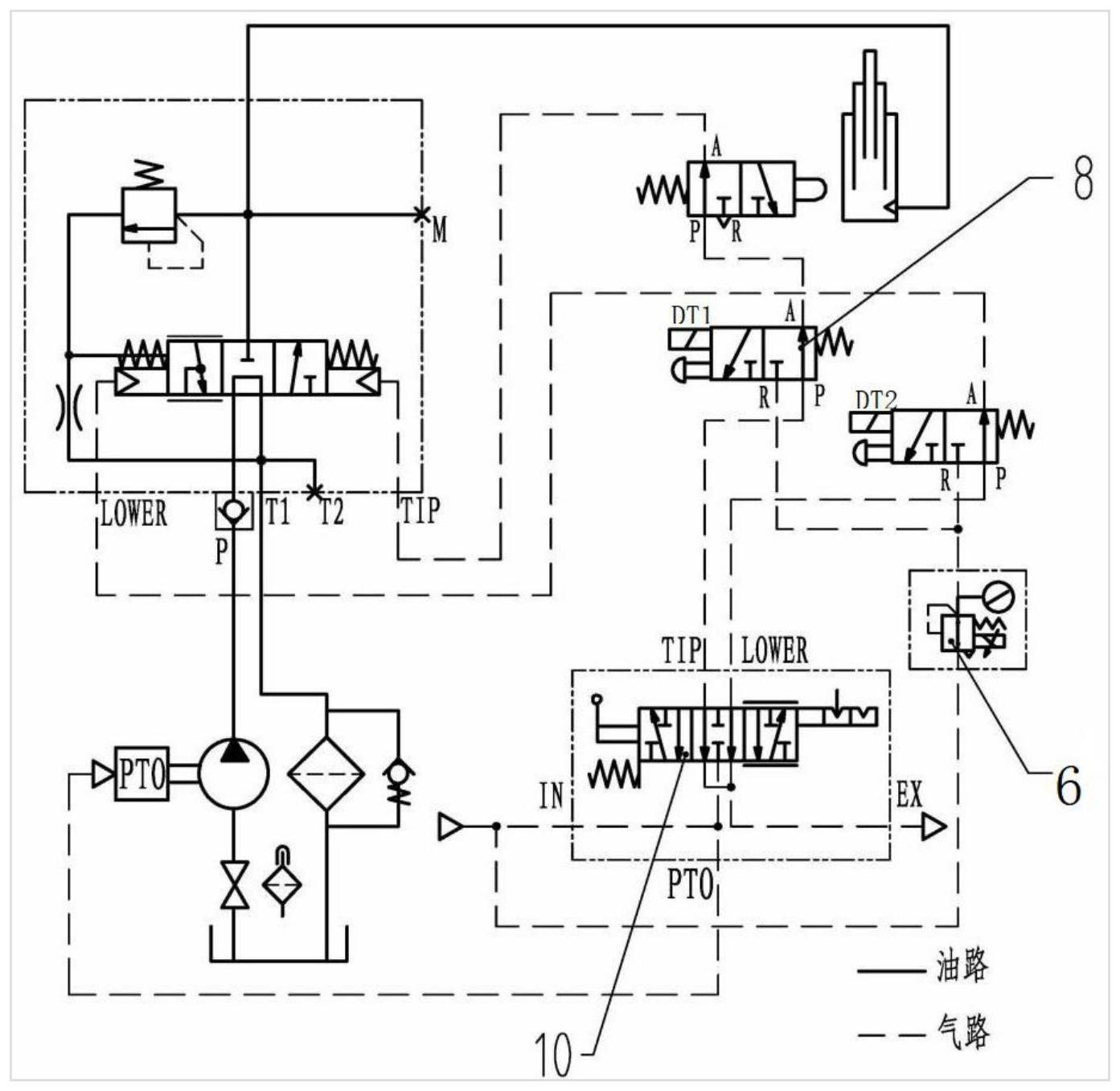 cn112918359a_一种自卸汽车用电控气先导液压系统