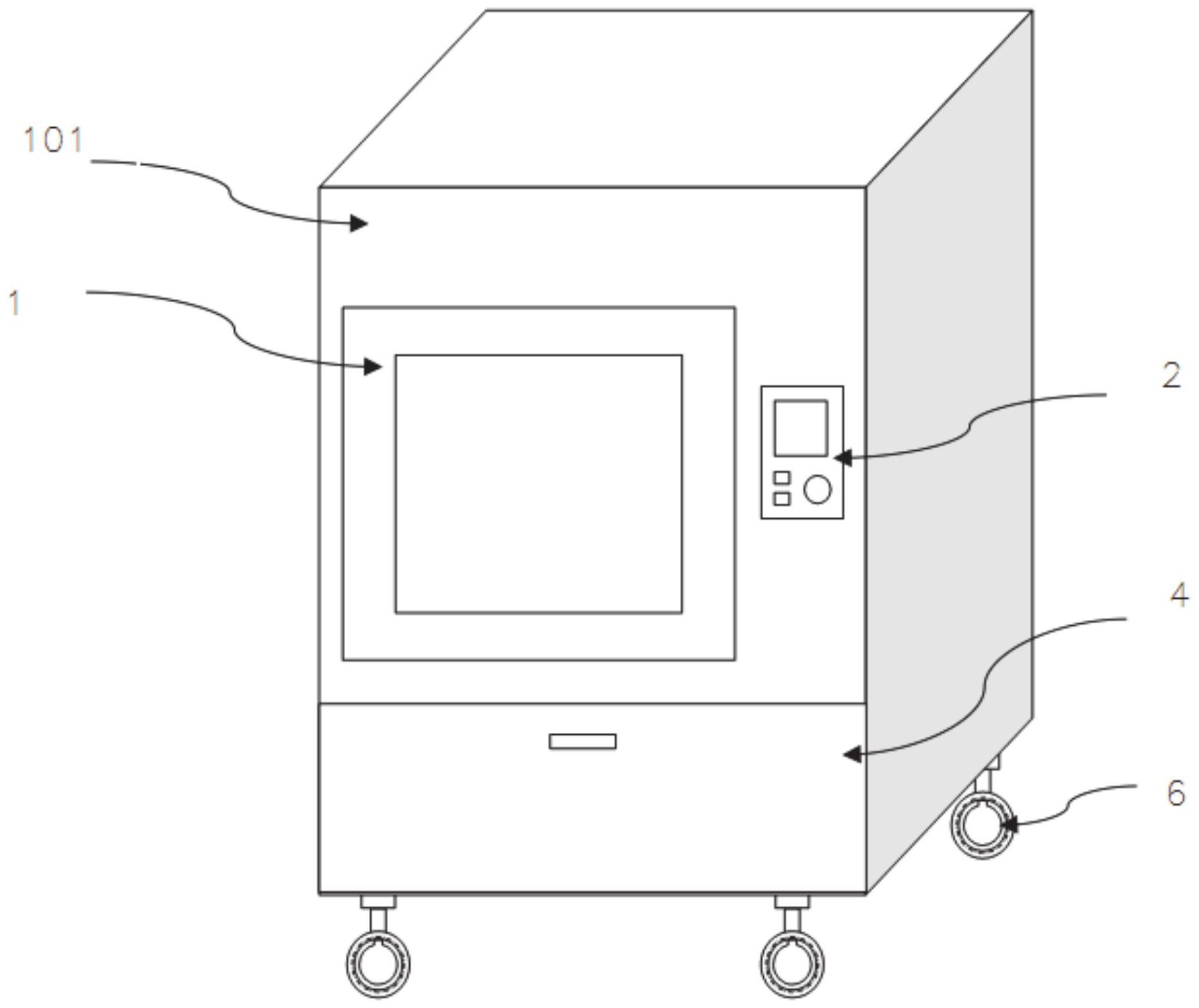 本公开提供了一种常温下基于低温等离子体的医用设备消毒箱,箱体的