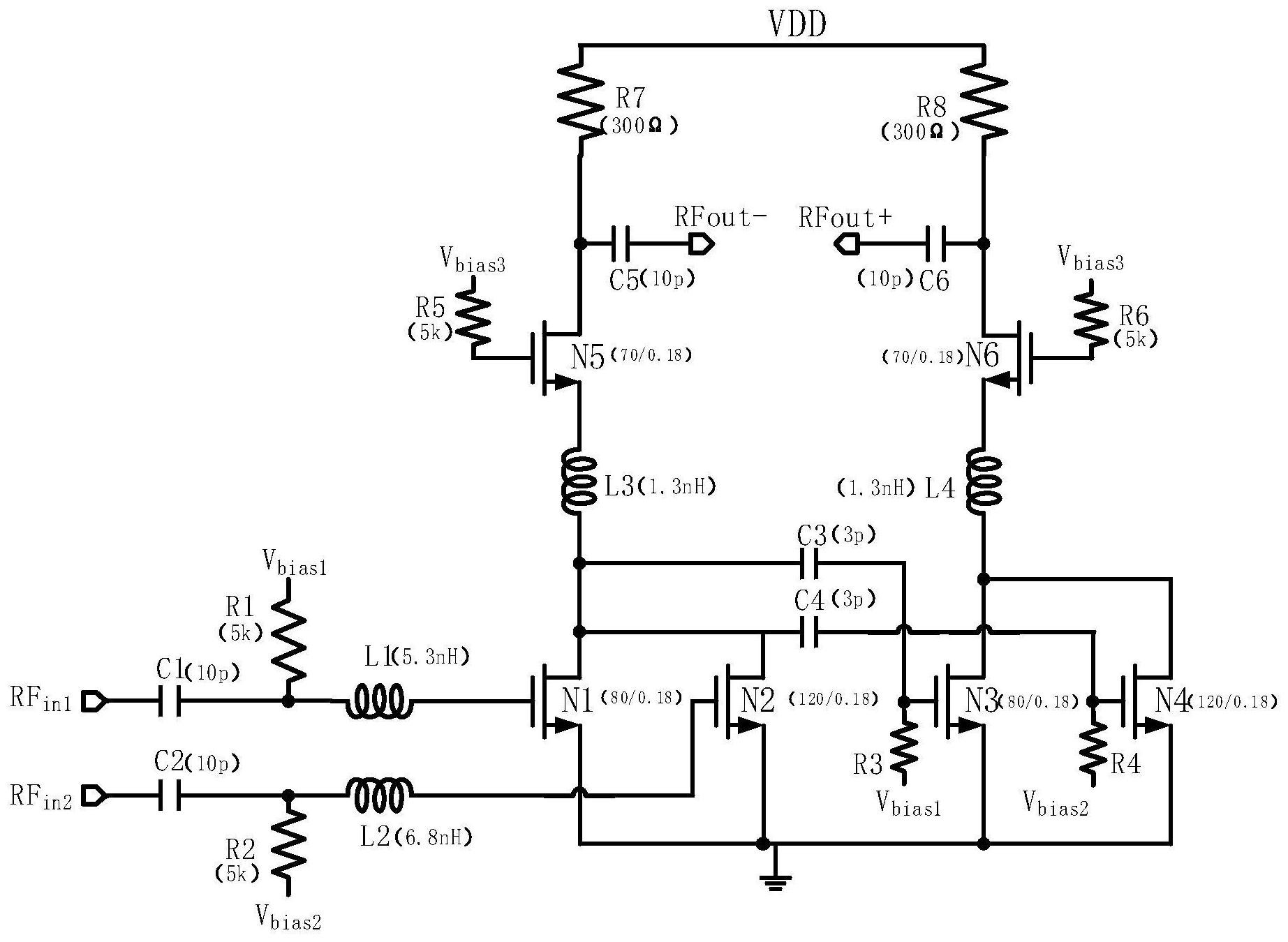 cn112968680a_一种差分输出的数控双频低噪声放大器电路在审
