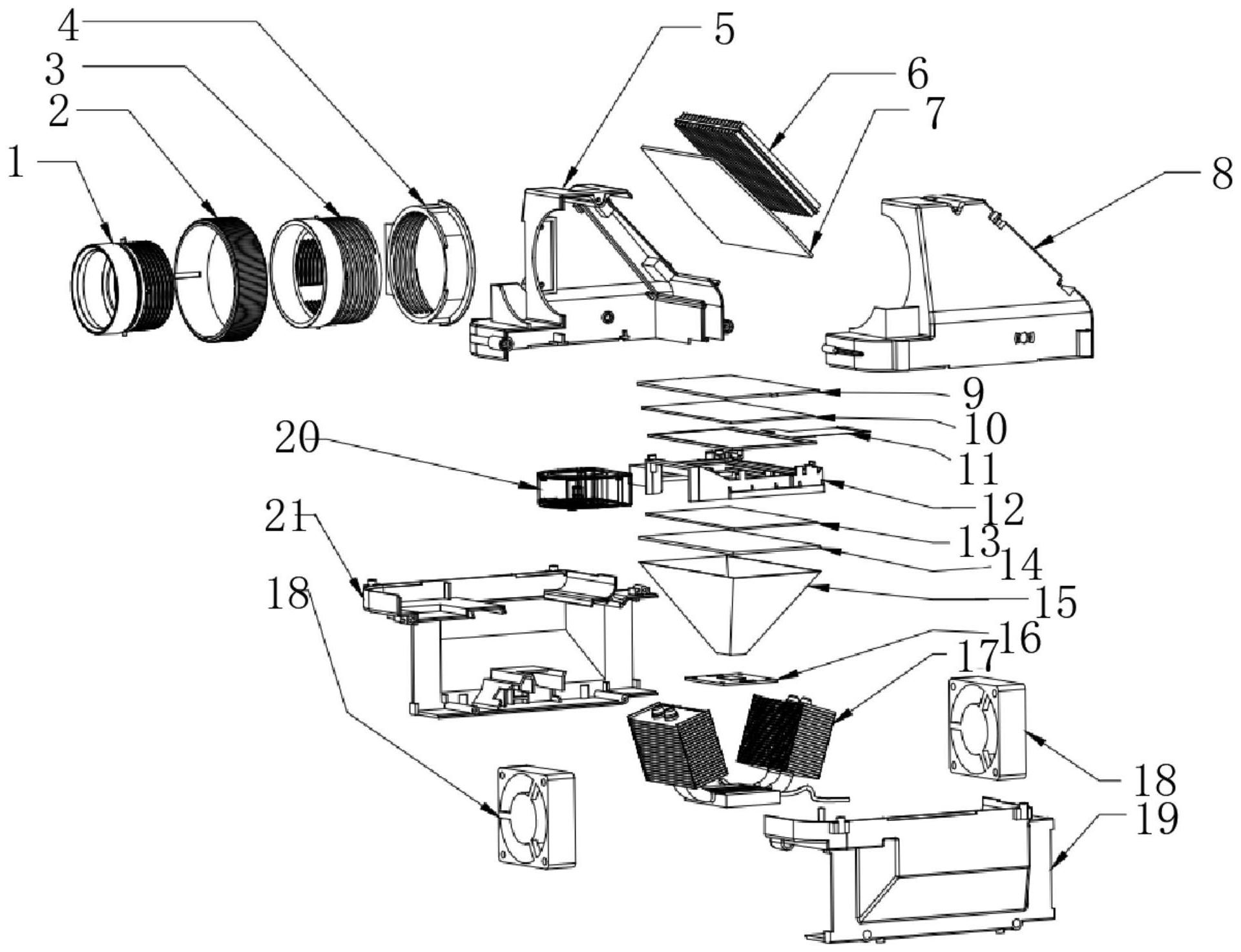 一种新型光学成像内循环散热的单片式lcd投影机