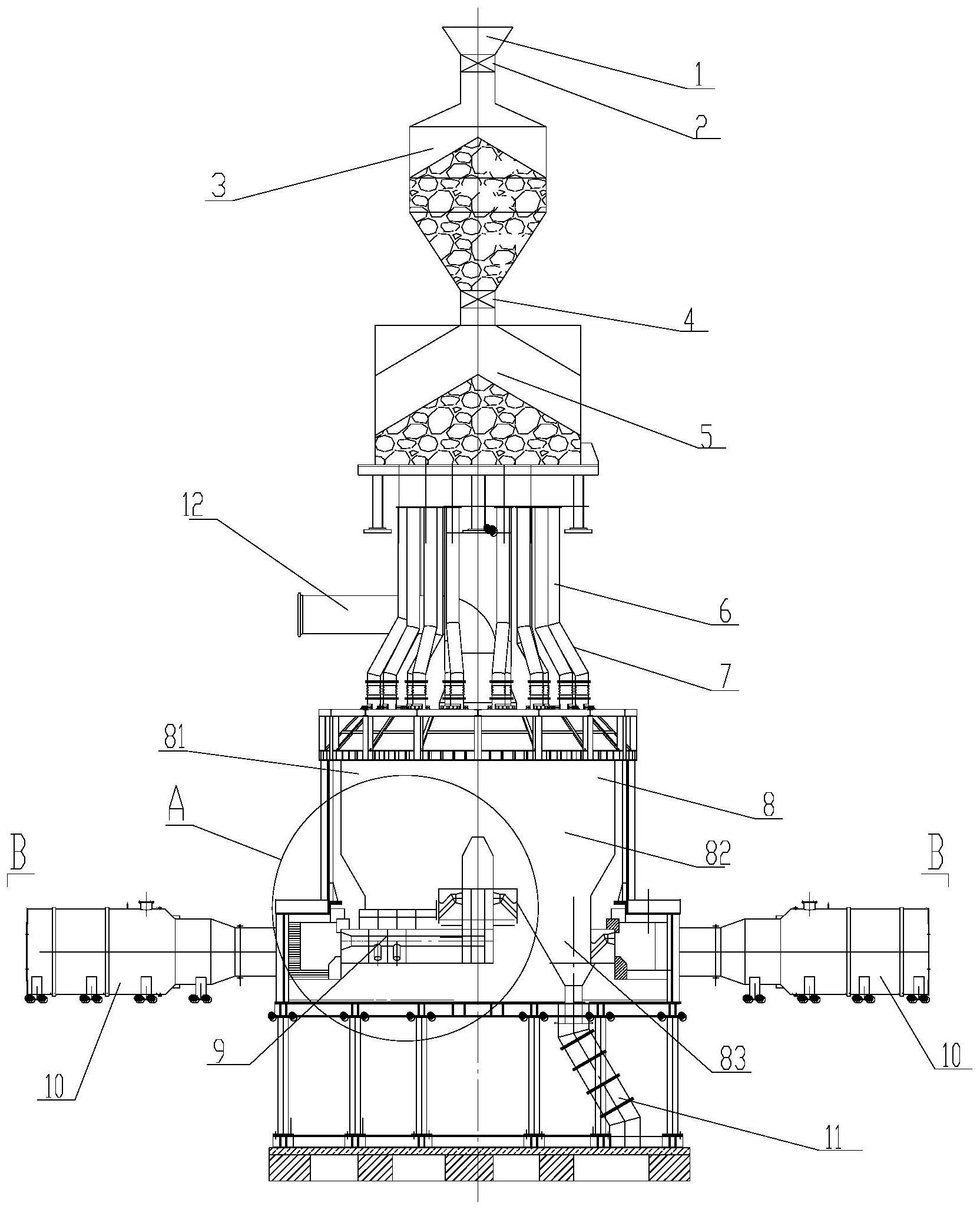 一种用于全封闭矿热炉原料预热的竖窑及其工作方法