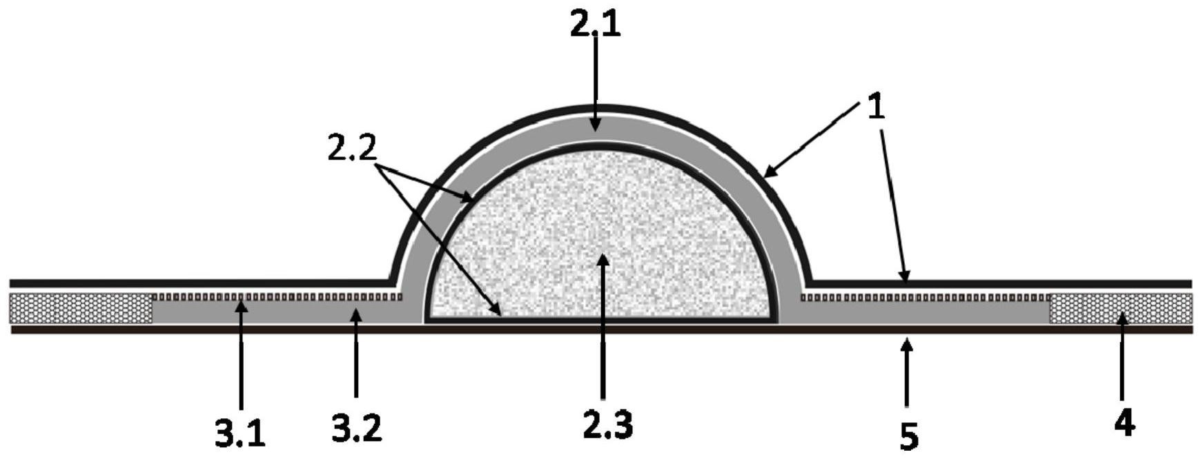 所述对乙酰氨基酚腹脐贴包括背衬层,腹脐贴本体和保护膜,腹脐贴本体