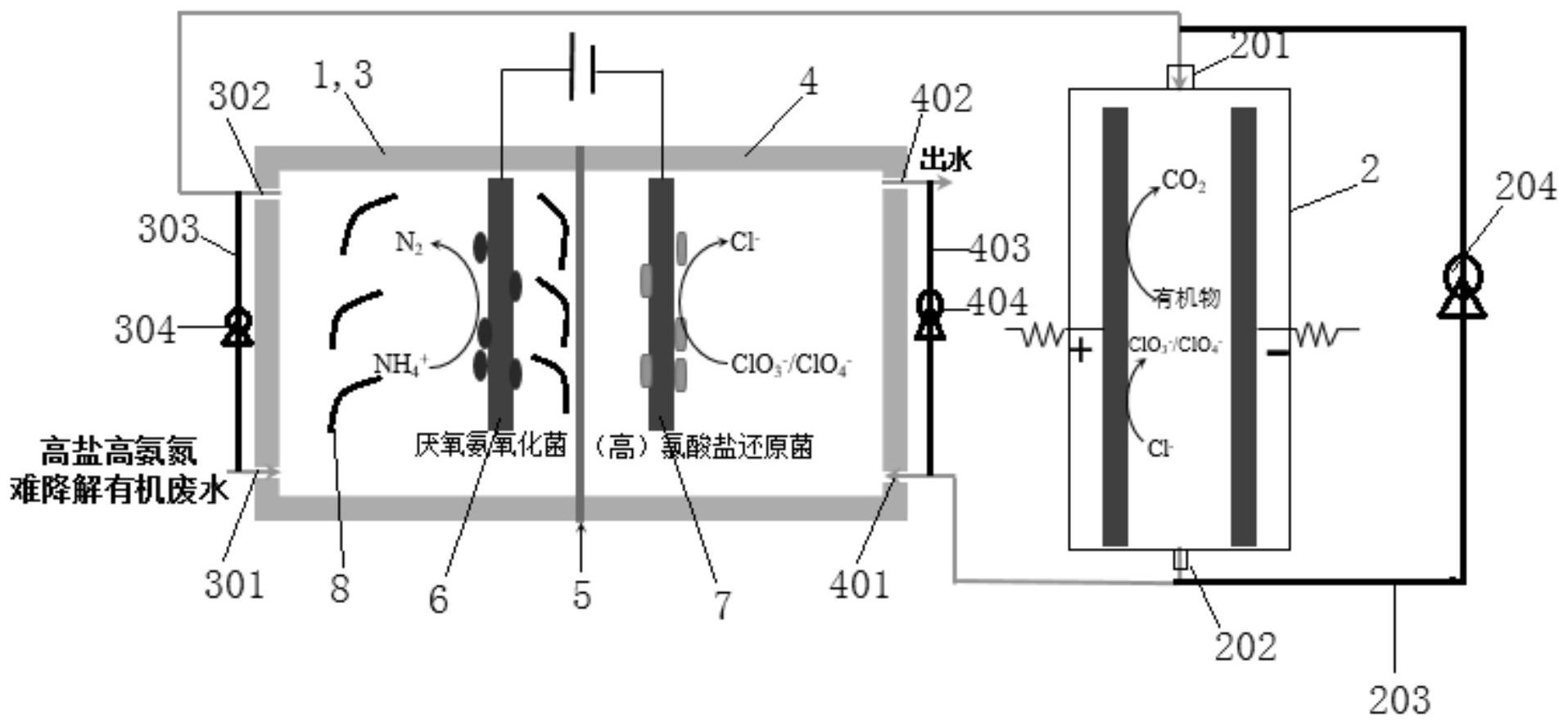 包括以下步骤:s100:废水进入微生物电解池的阳极室进行厌氧氨氧化自养