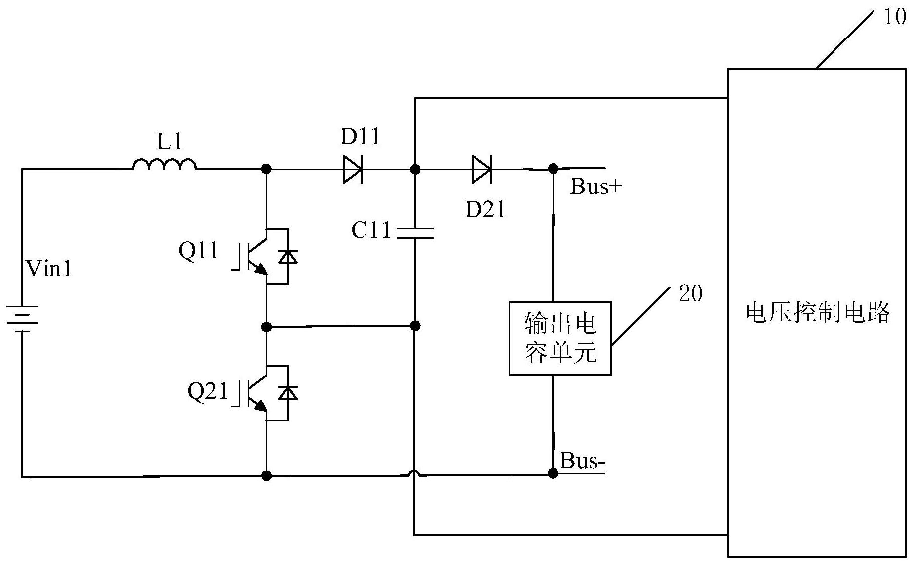 電壓控制電路,第一升壓電路,第一升壓電路包括:第一電感,第一二極管