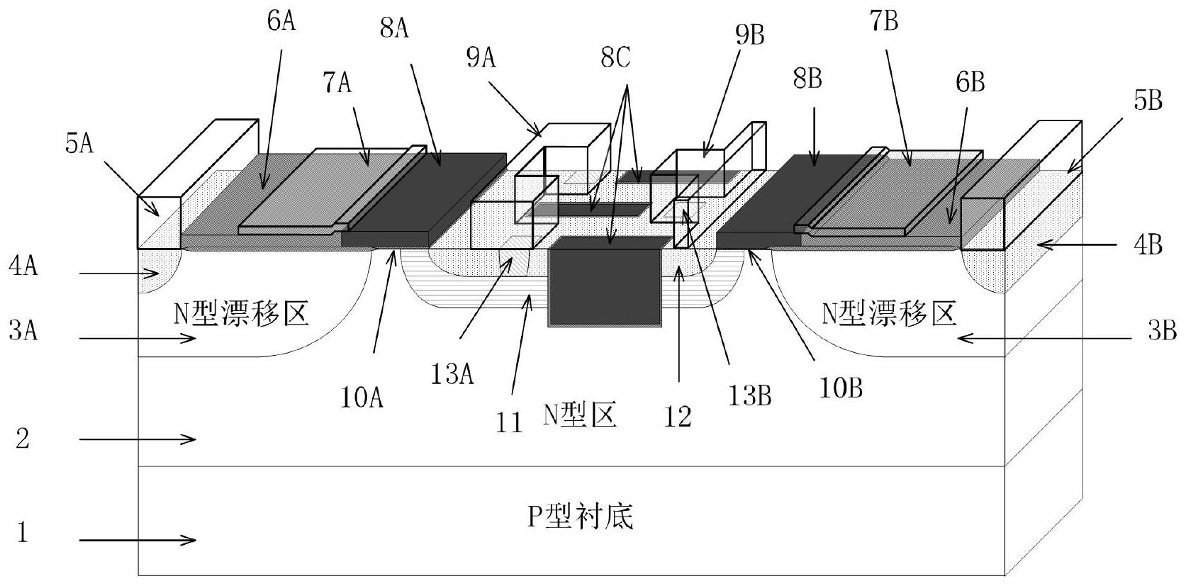 一种具有交错槽栅结构的横向双扩散金属氧化物半导体器件