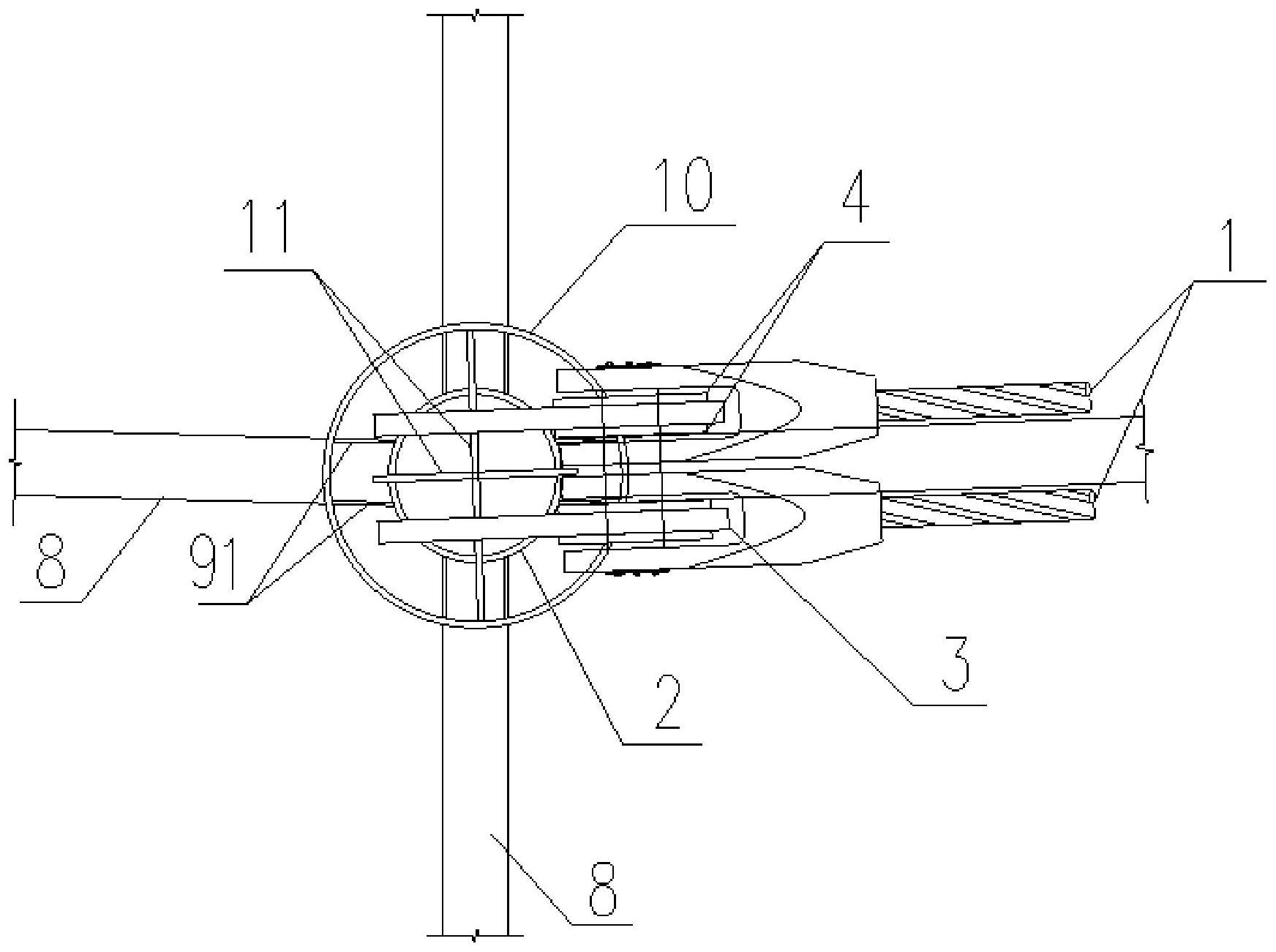 一种大跨度斜拉结构的铰接柱脚拉索节点