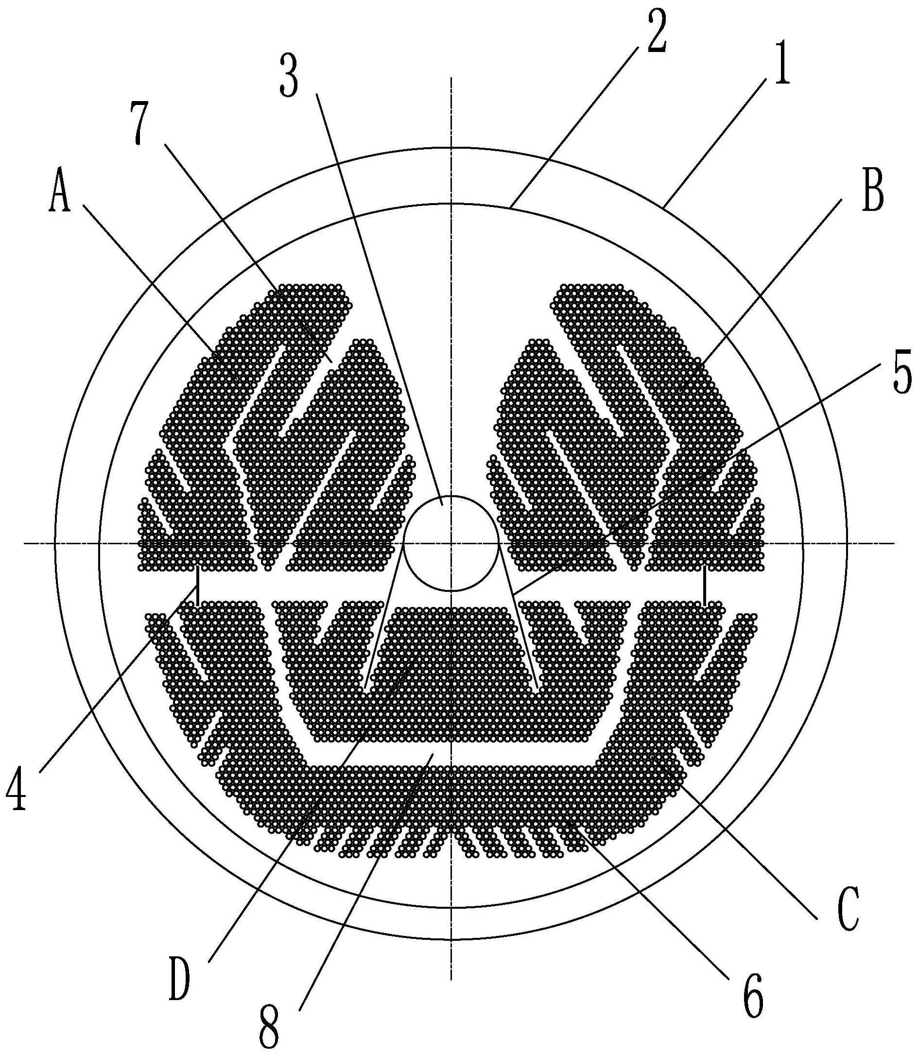 一种圆筒内呈翼形管束布置的凝汽器
