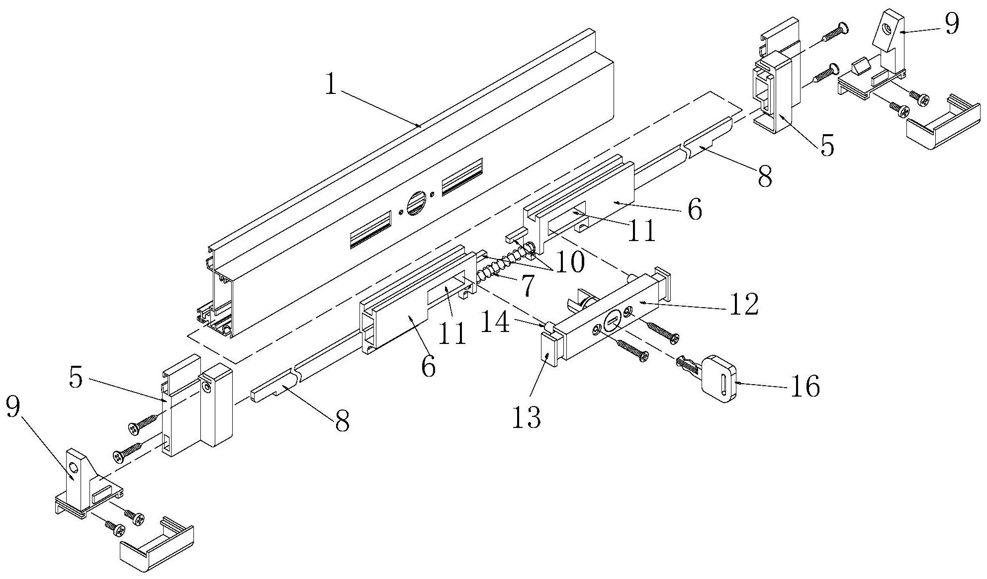 一种用于纱窗或推拉窗的具有防护安全钥匙的自动弹锁