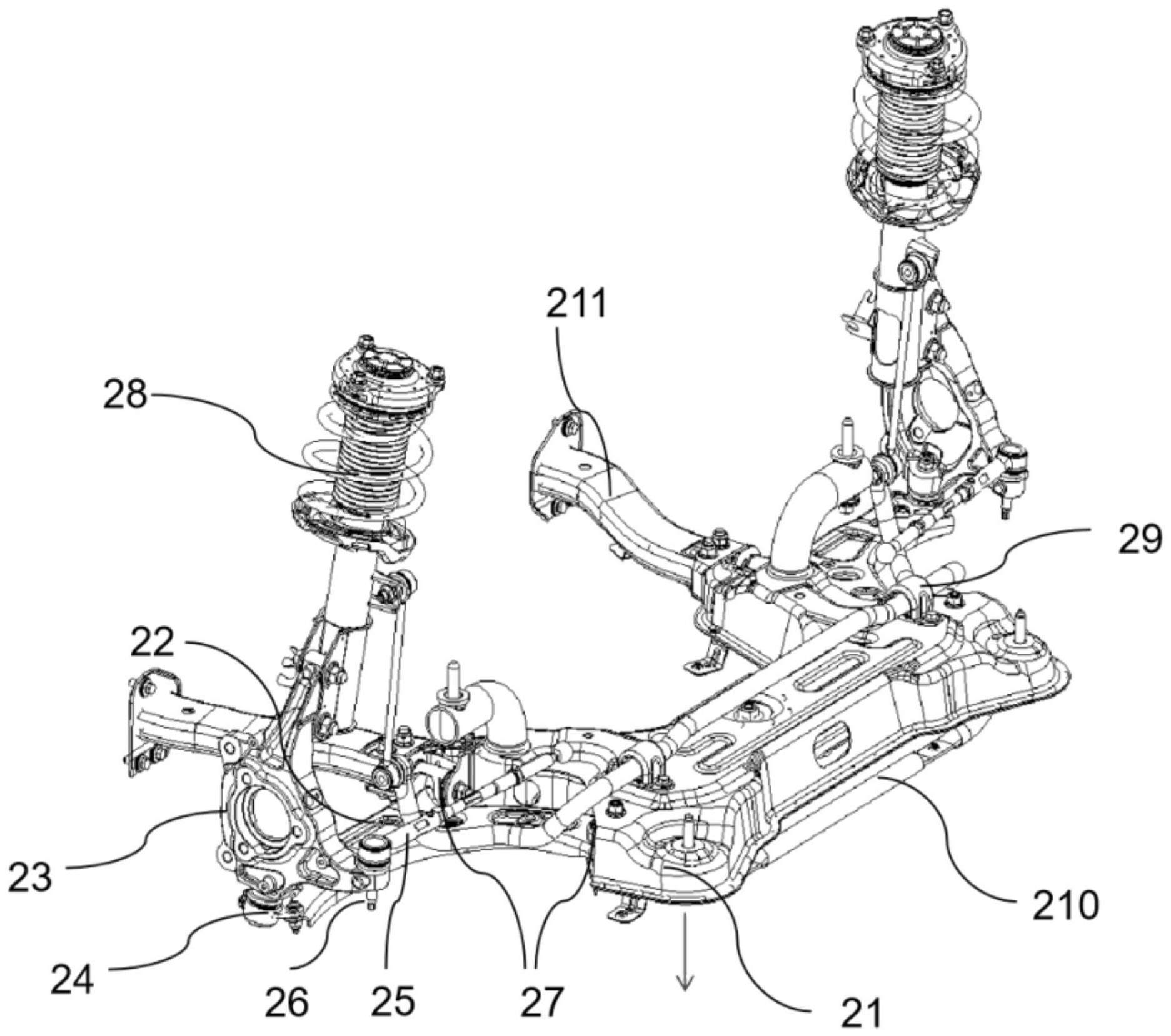 一种用于电动车底盘平台的麦弗逊悬架及电动车