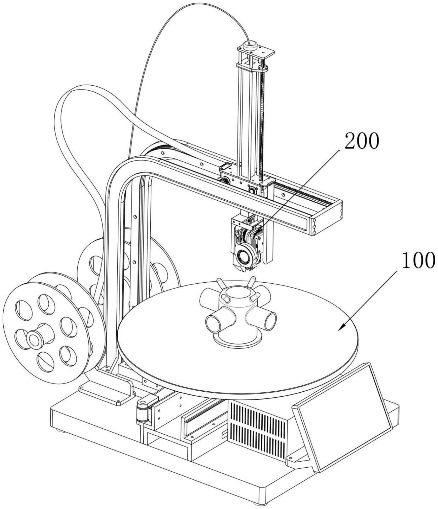 一种串联式四轴无支撑fdm3d打印机