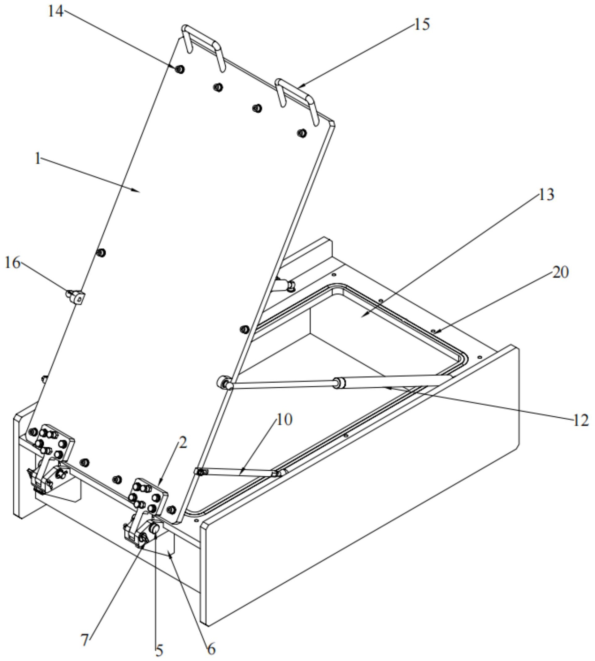 一种真空镀膜设备的助力翻盖机构