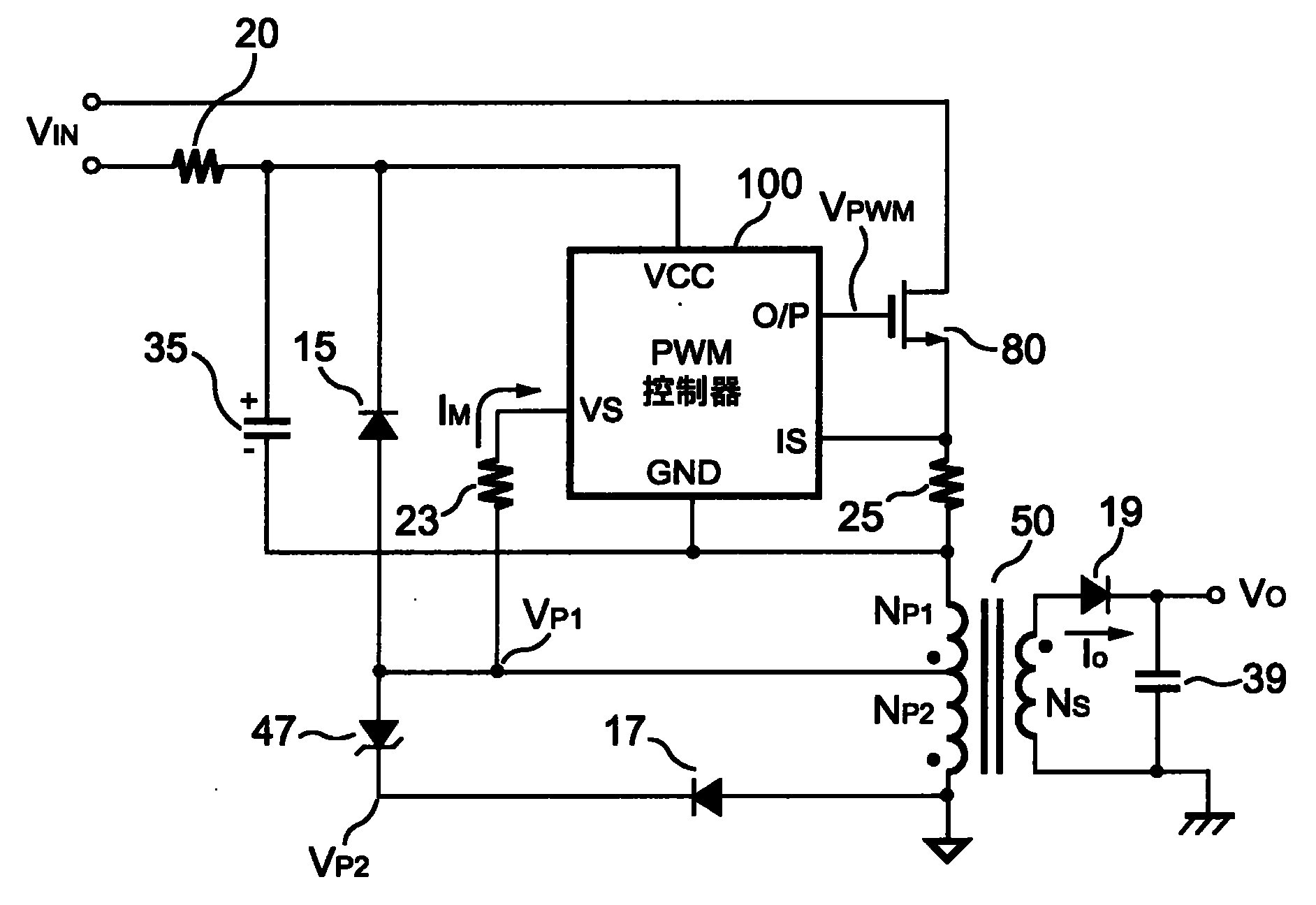 在初级端pwm控制下具有恒定电压和恒定电流输出的反激式功率转换器