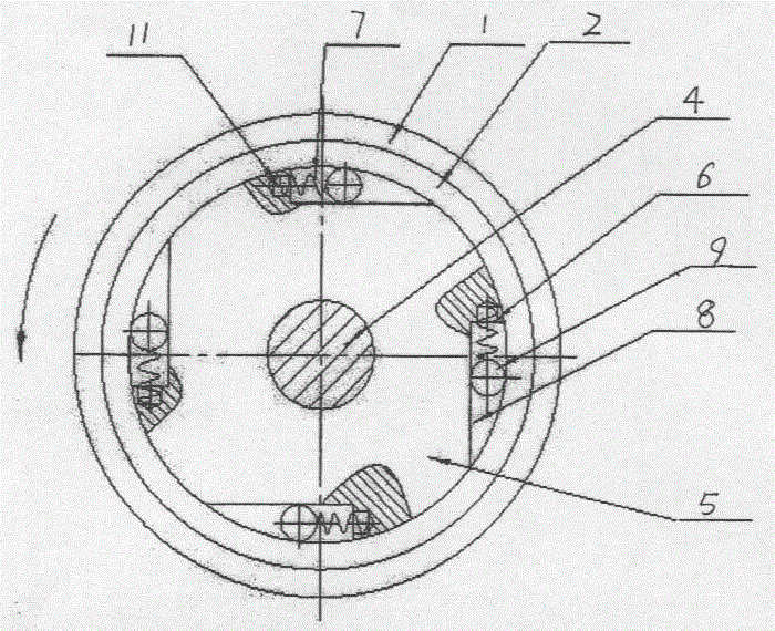 一种单向转动轮,包括有圆形转轮体,轴承外座圈轮套,滚动轴承,内孔轴