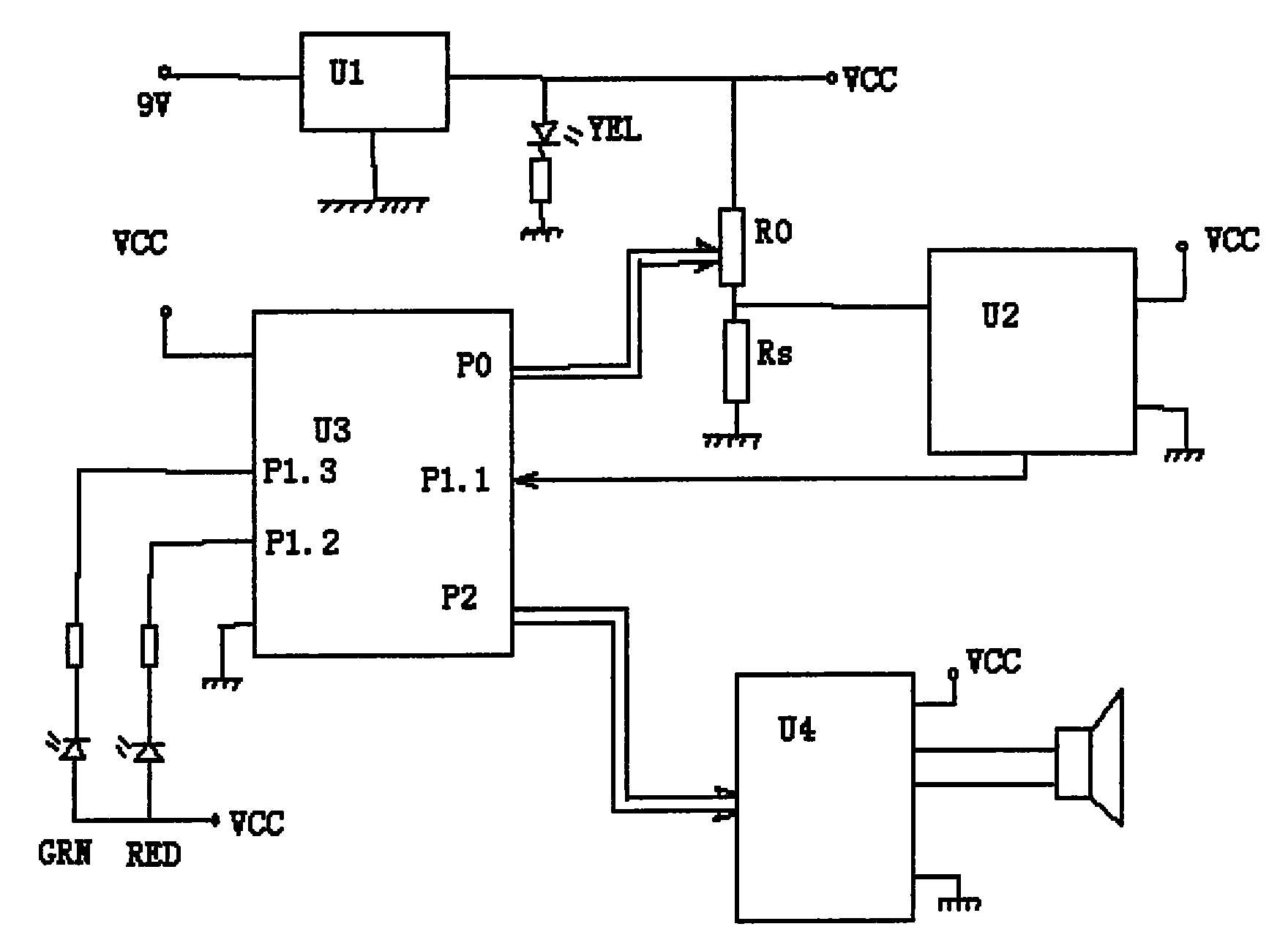 穩壓器模塊,光電語言報警電路;氣敏傳感電路由數字電位器,氣敏傳感器