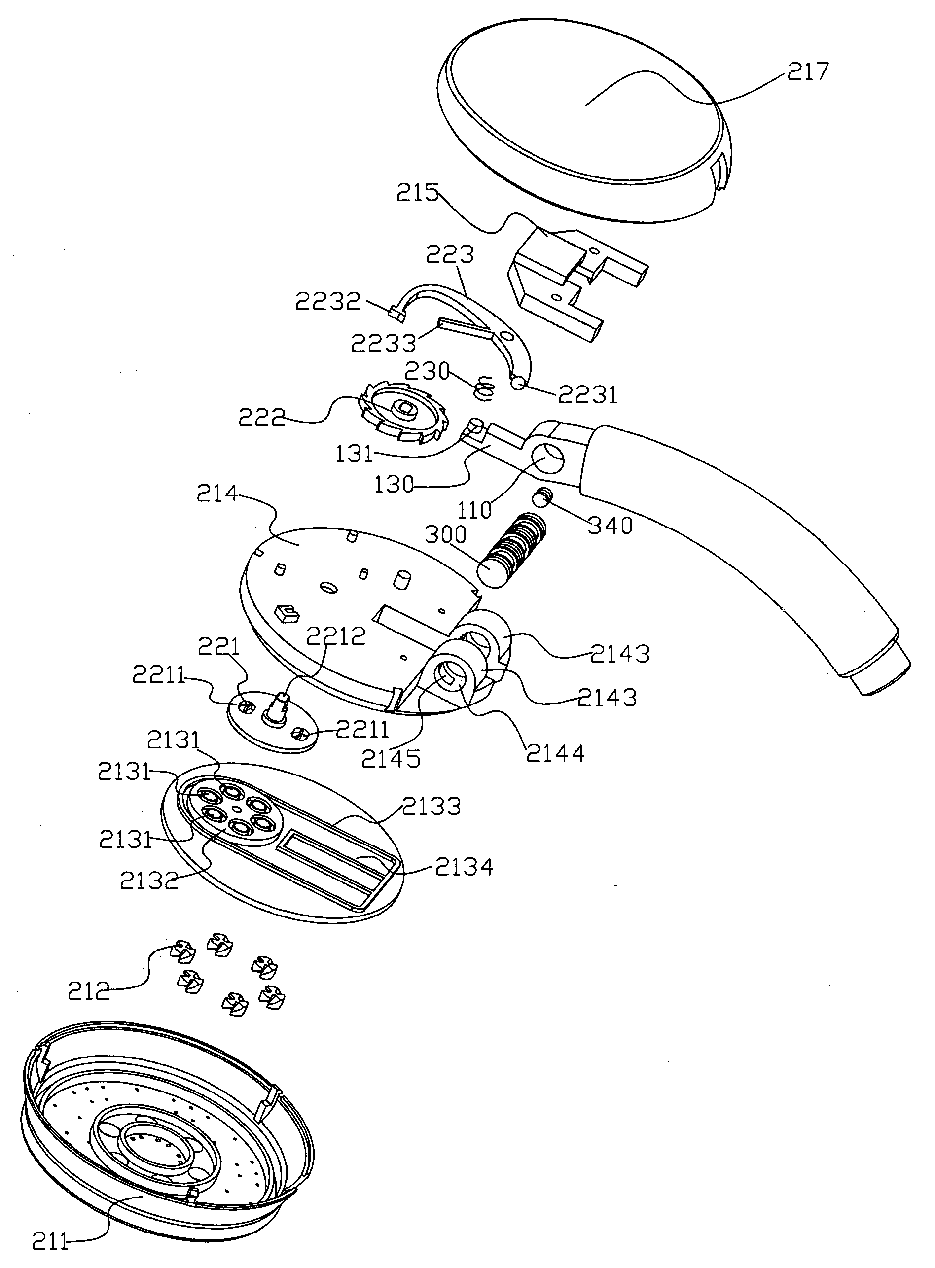一种摆头切换花洒及其切换方法