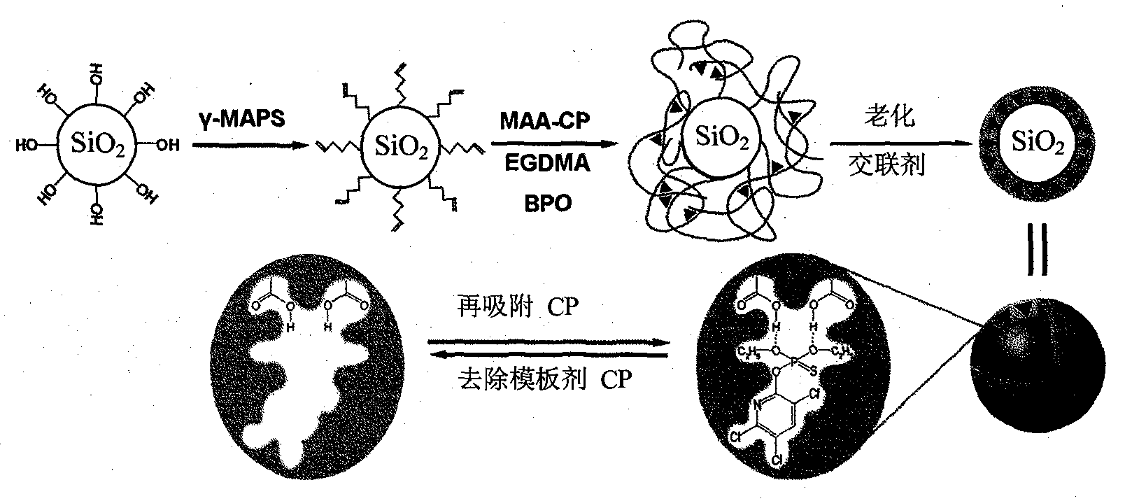 有机磷类杀虫剂纳米硅胶表面分子印记聚合物的制备方法