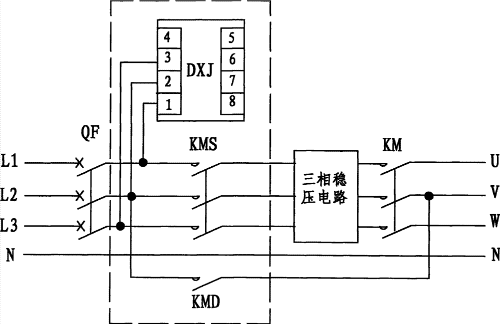cn102013723a_用于单相发电机长距离临时供电的三相稳压器