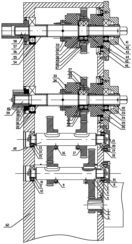 本发明属于机械设备技术领域,涉及一种用于立式车床的进给箱结构,包括