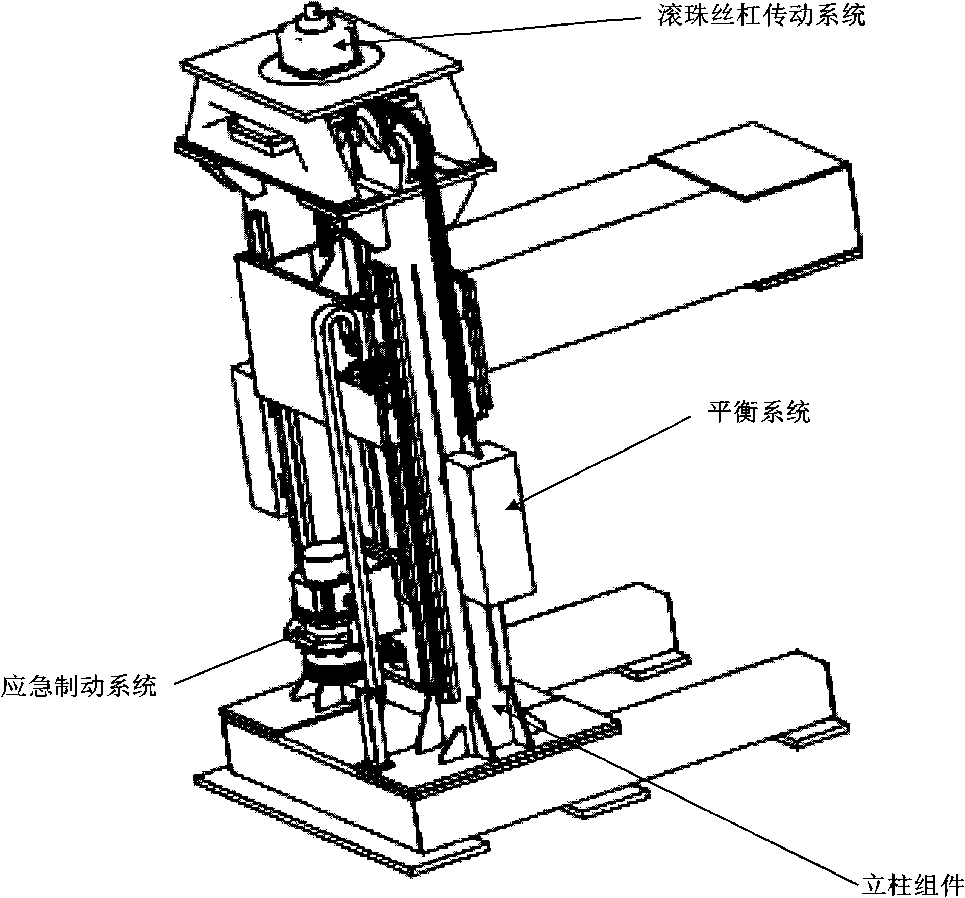 一种竖轴上下移动轻阻力,防失速的升降装置