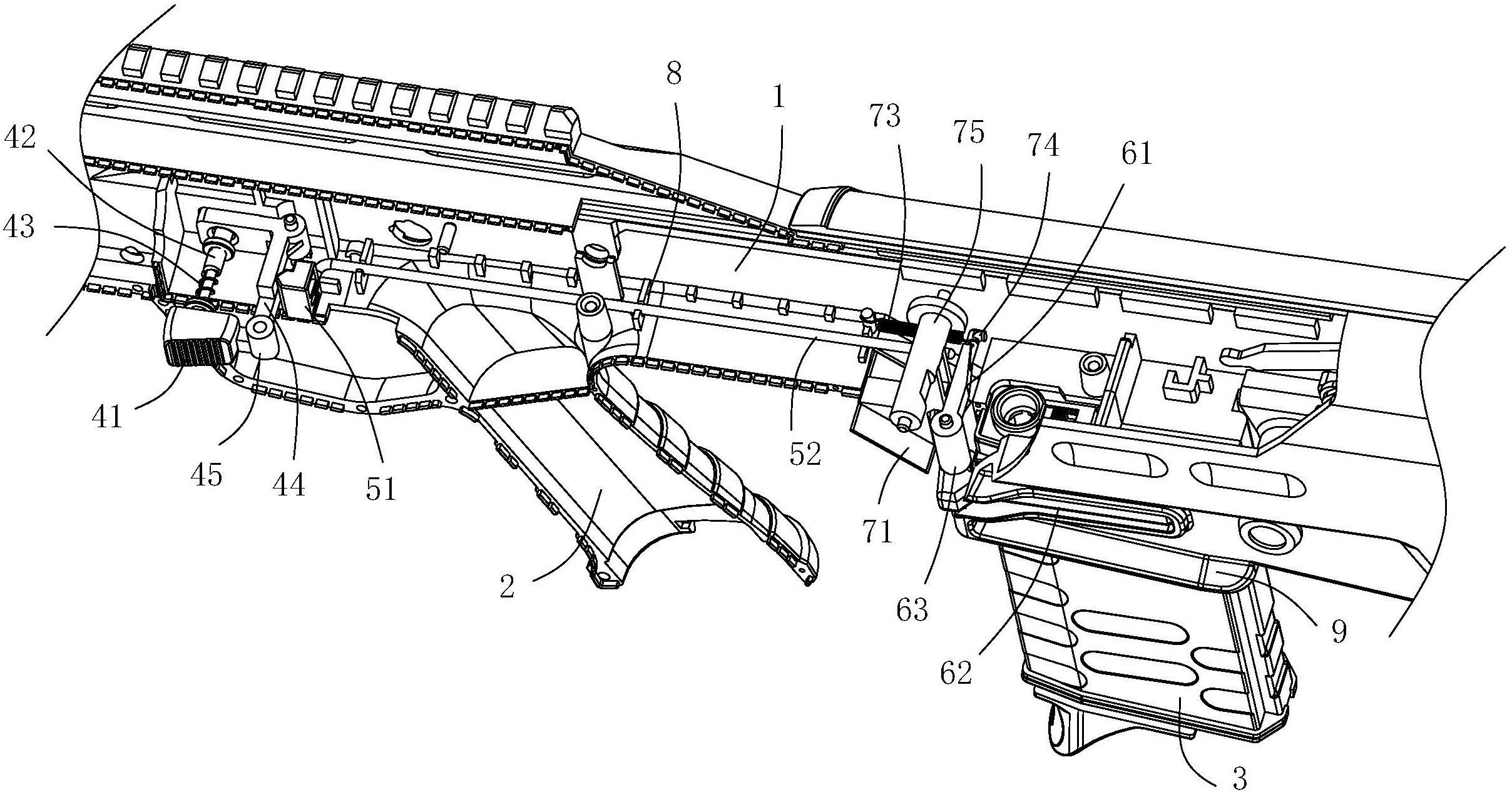 本发明公开了一种玩具枪,包括枪身,设置于枪身上的弹匣插槽和可分离的