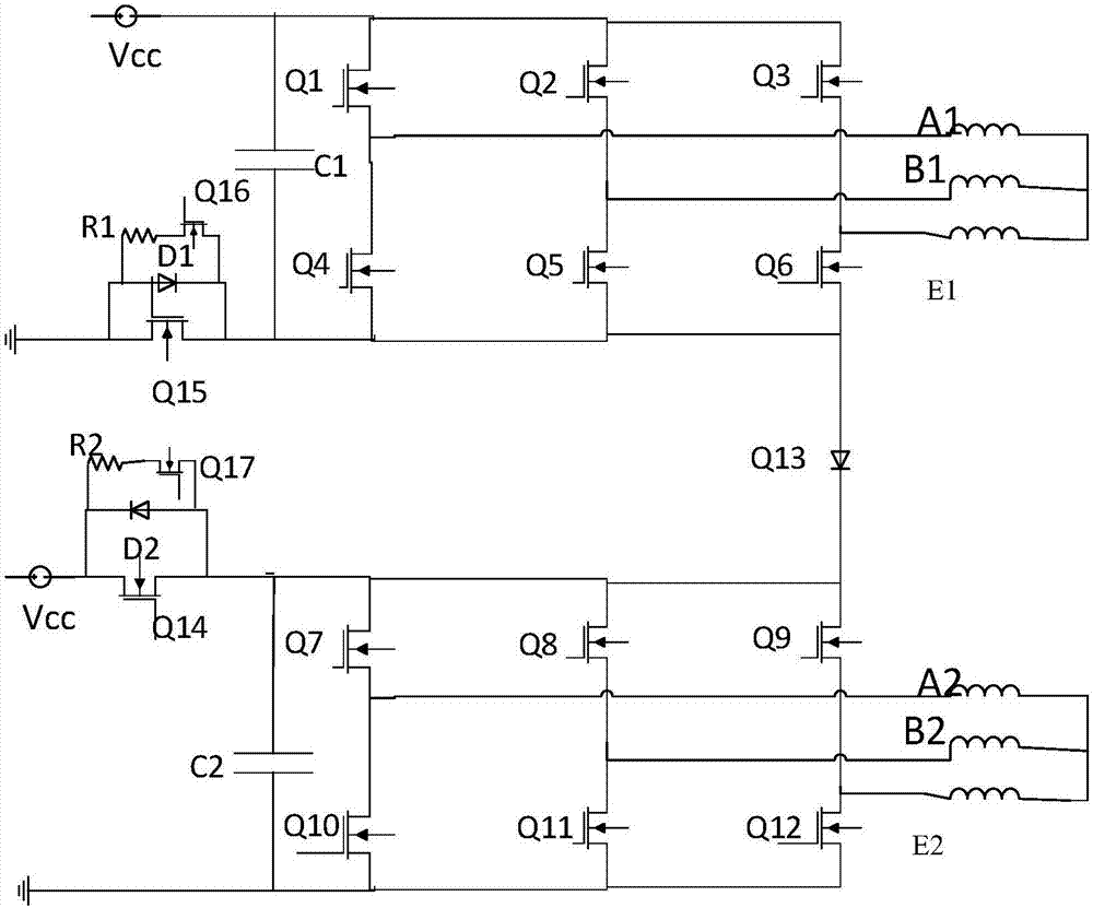 cn105048900a_雙繞組無刷直流電機倍頻斬波控制電路及繞組切換方法