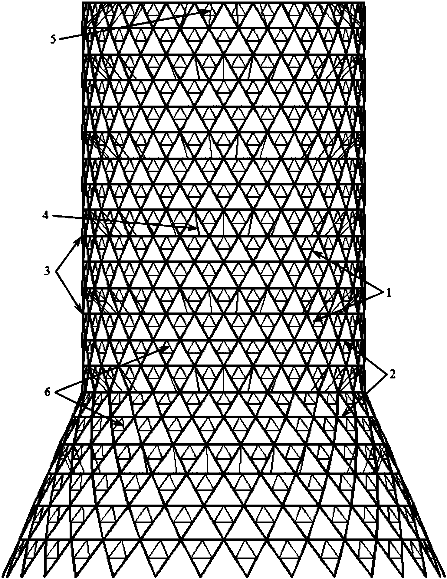 cn105927002b_一种由带支撑的三角形网格构成的钢结构冷却塔有效