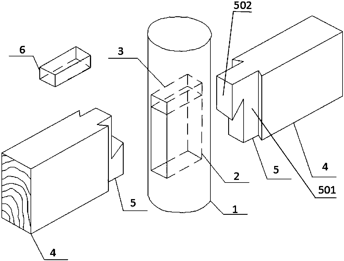 cn106906906b_用于木结构建筑梁柱的竖向半燕尾榫节点连接结构有效