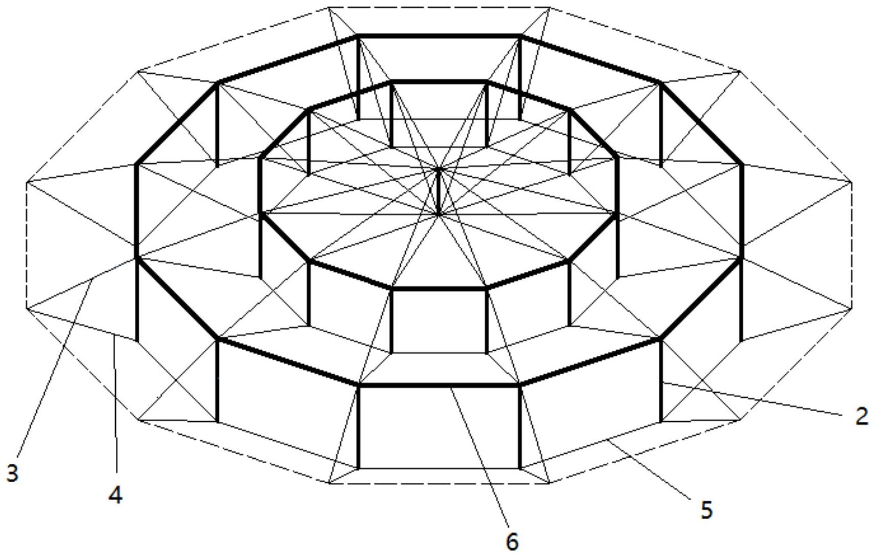 一种带上弦刚性环杆的肋环型索穹顶结构及施工成形方法